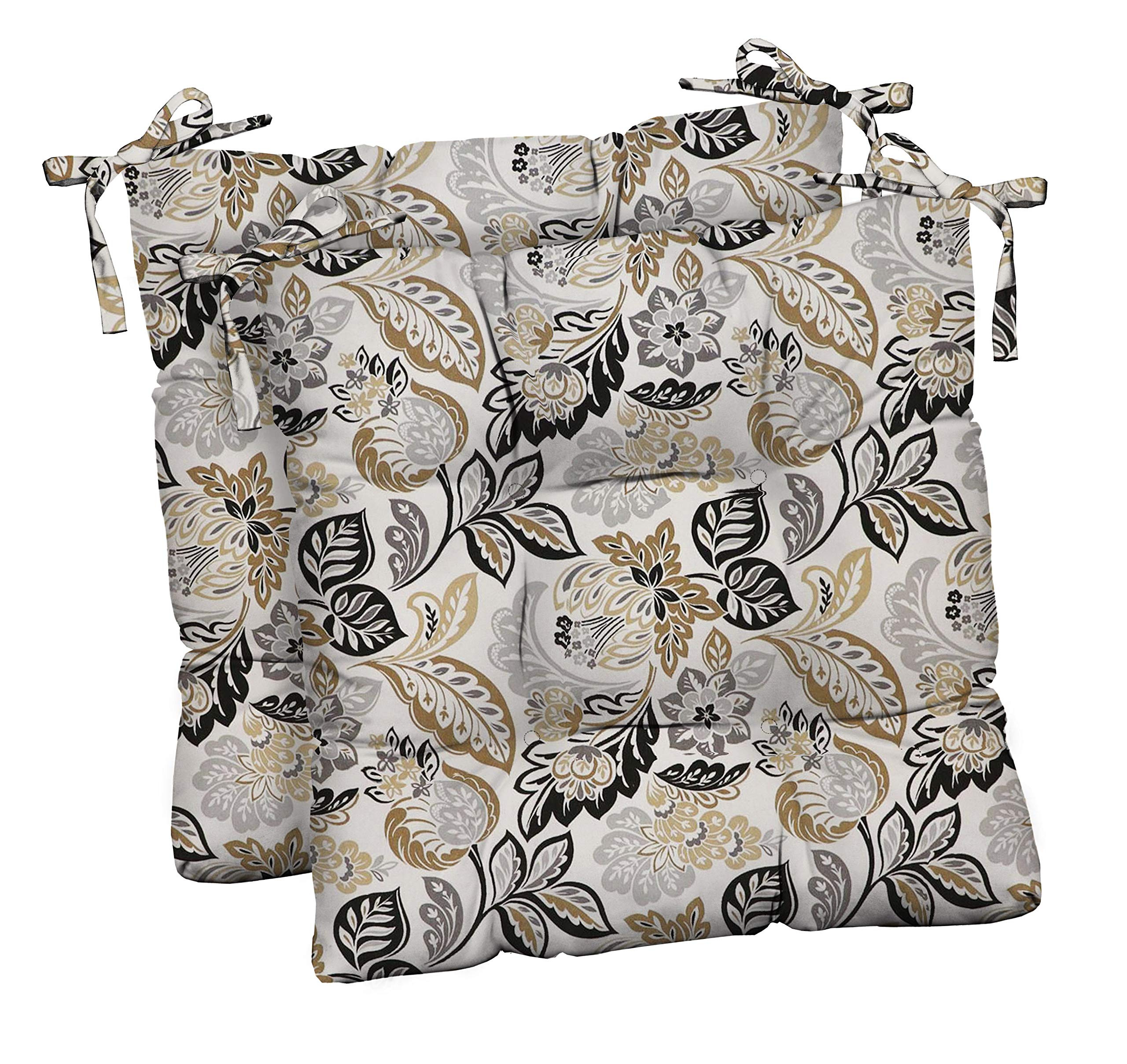 RSH DECOR: 2-Pack Outdoor Tufted Seat Cushions 17x17 Inch, All-Weather Spun Fabric Square Patio Chair Cushions in Pewter Black – Perfect for Garden, Deck, Poolside & Outdoor Lounge Furniture