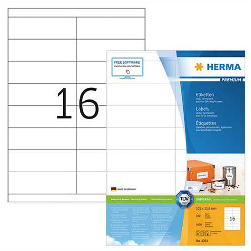 Premium A4 Shipping Labels 105 x 33.8mm (4264) - Waterproof Self-Adhesive Address Labels for Packages, Mail & Logistics - Perfect for Ecommerce, USPS, UPS & FedEx Shipments