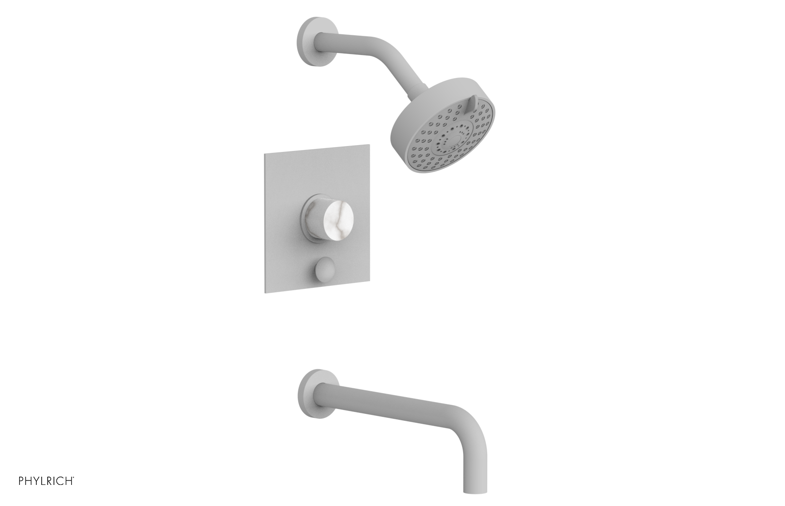BASIC II 10 Pressure Balance Tub and Shower Set - White Marble Finish, 230S 28 10 - Perfect for Modern Bathroom Renovations & Spa-Like Shower Experience