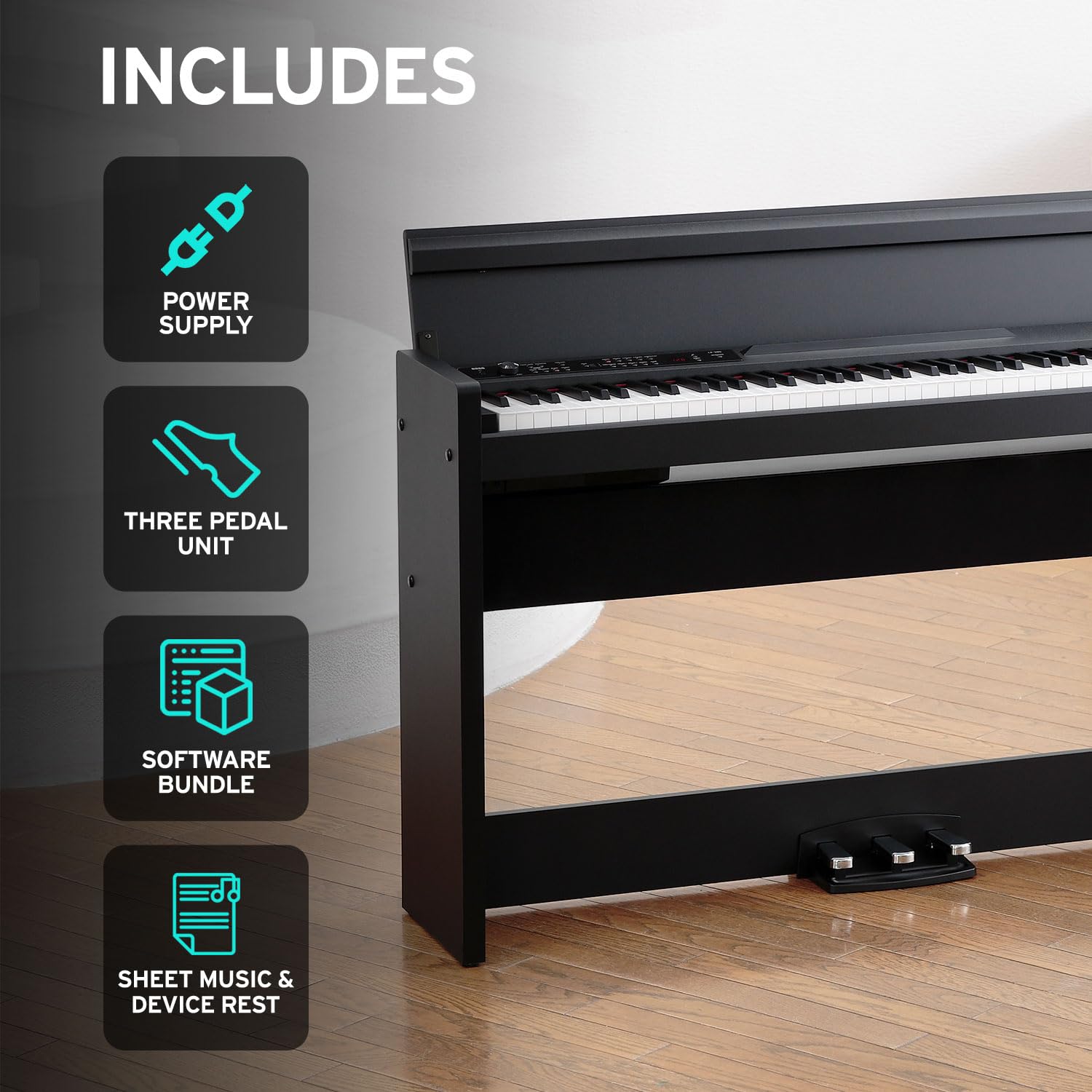 KORG LP-380U Digital Piano - 88 Key Fully Weighted Keyboard with Built-in Speakers, Furniture Stand & 3-Pedal Unit - Compact Home Piano for Beginners & Professionals (LP-380-RW-U) - Perfect for Home Studios, Music Lessons & Small Spaces