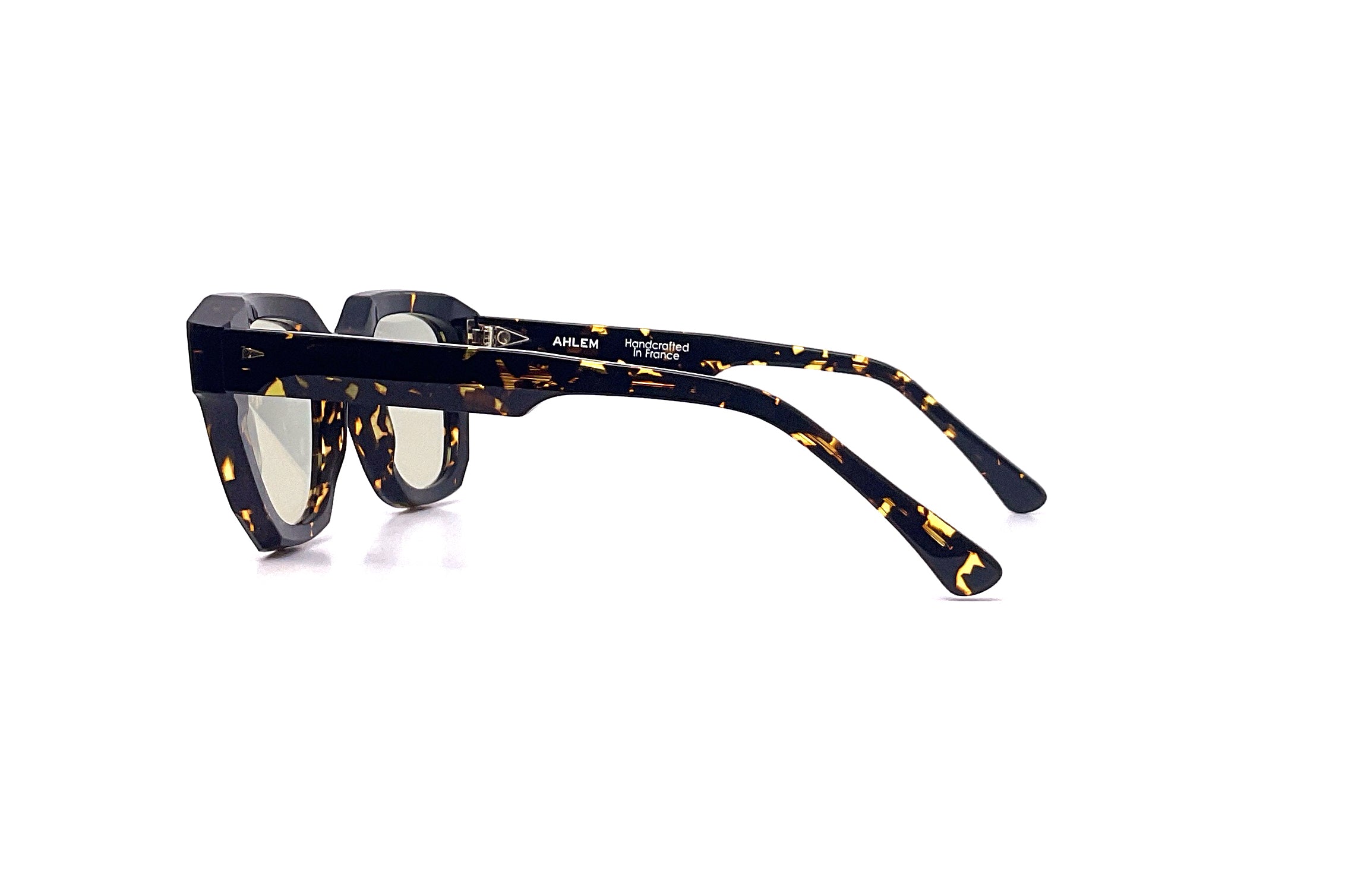 Ahlem Point Mirabeau Sunglasses - Yellow Turtle & Green Light Frame - UV Protection, Fashionable & Lightweight for Outdoor Activities, Beach, and Driving