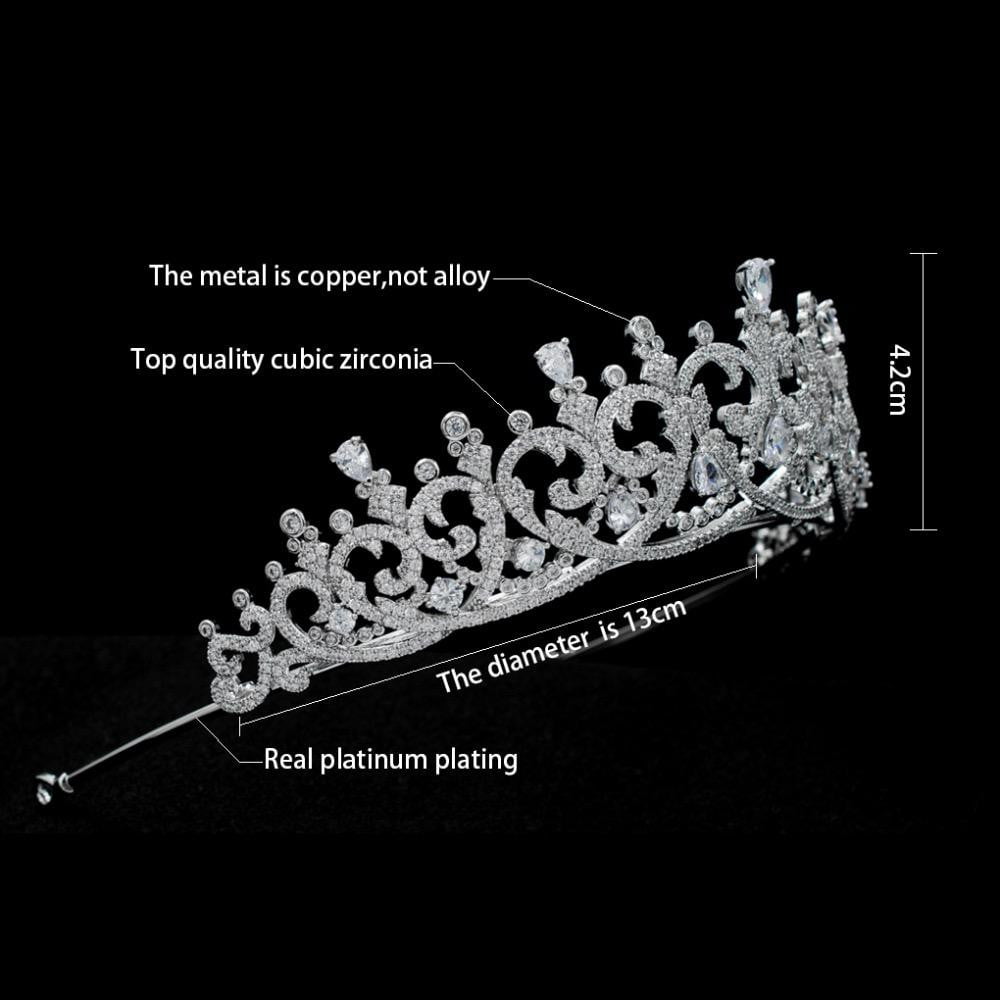 Elegant Cubic Zirconia Wedding Tiara - Bridal Hair Jewelry Crown for Bride (S16417) | Perfect for Weddings, Prom, Pageants & Special Occasions