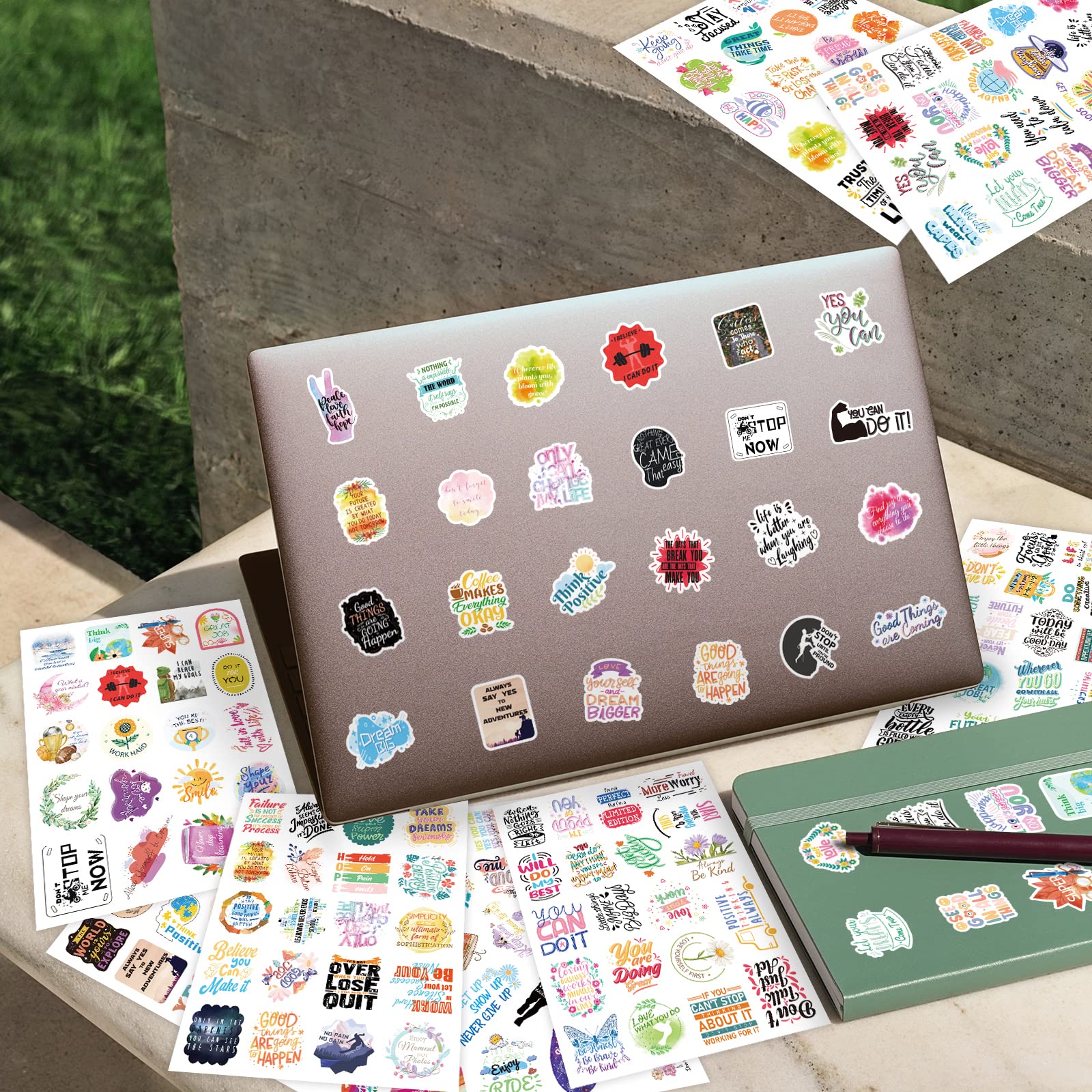 480pcs Motivational Stickers for Planners - Positive Calendar Stickers with Inspirational Words for Adults, Teens & Kids - Perfect for Water Bottles, Diaries, Albums, Letters & School Projects - Self-Care & Goal Tracking Stickers for Daily Encouragement