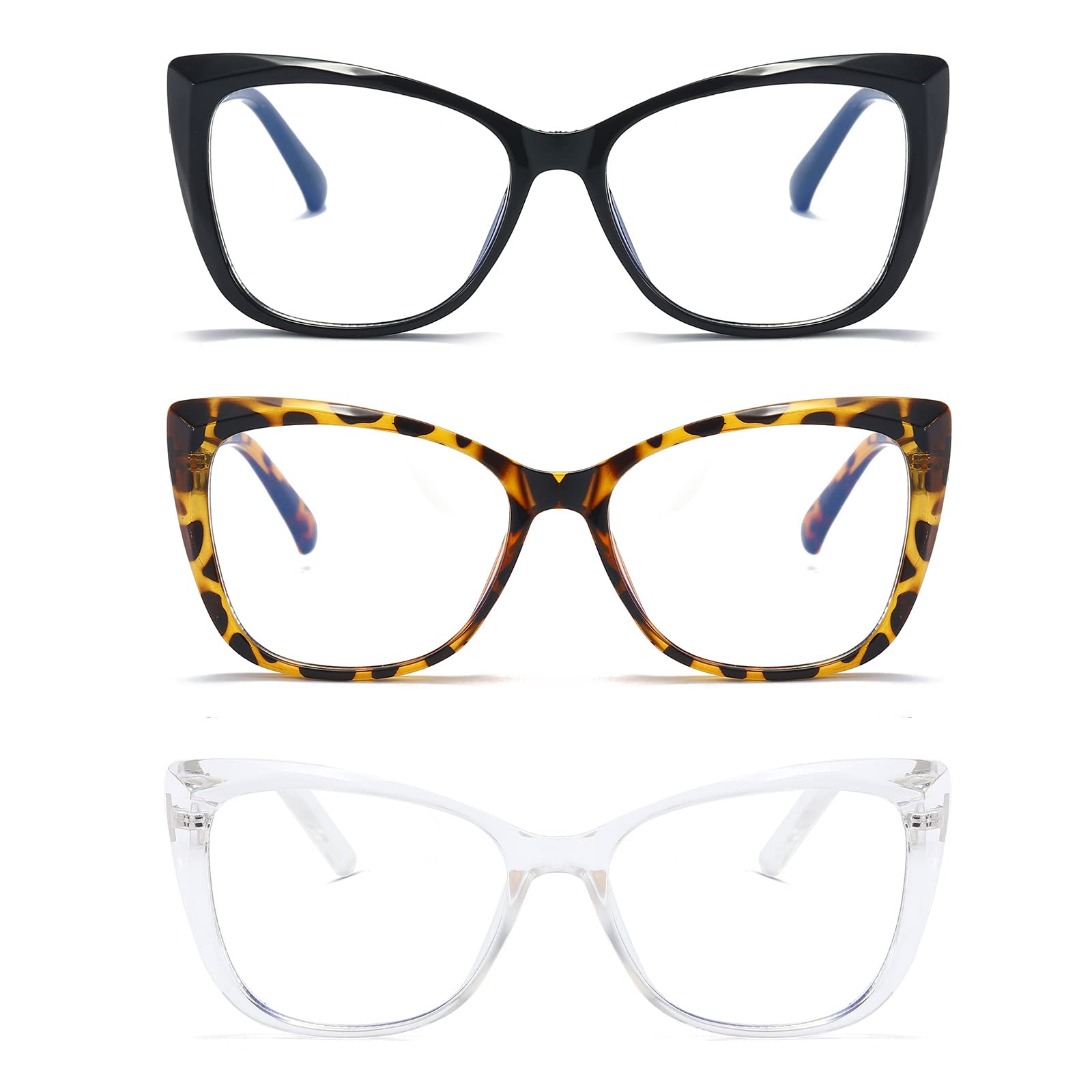 Cat Eye Blue Light Blocking Reading Glasses for Women +3.0 - 3 Pack for Office & Screen Use