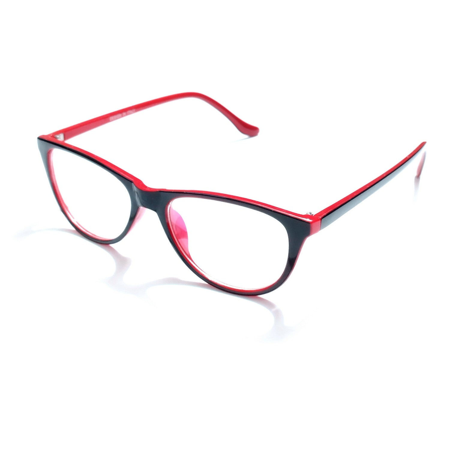 Stylish Red and Black Cat Eye Glasses for Women - Trendy Retro Frames for Fashion, Work & Everyday Wear