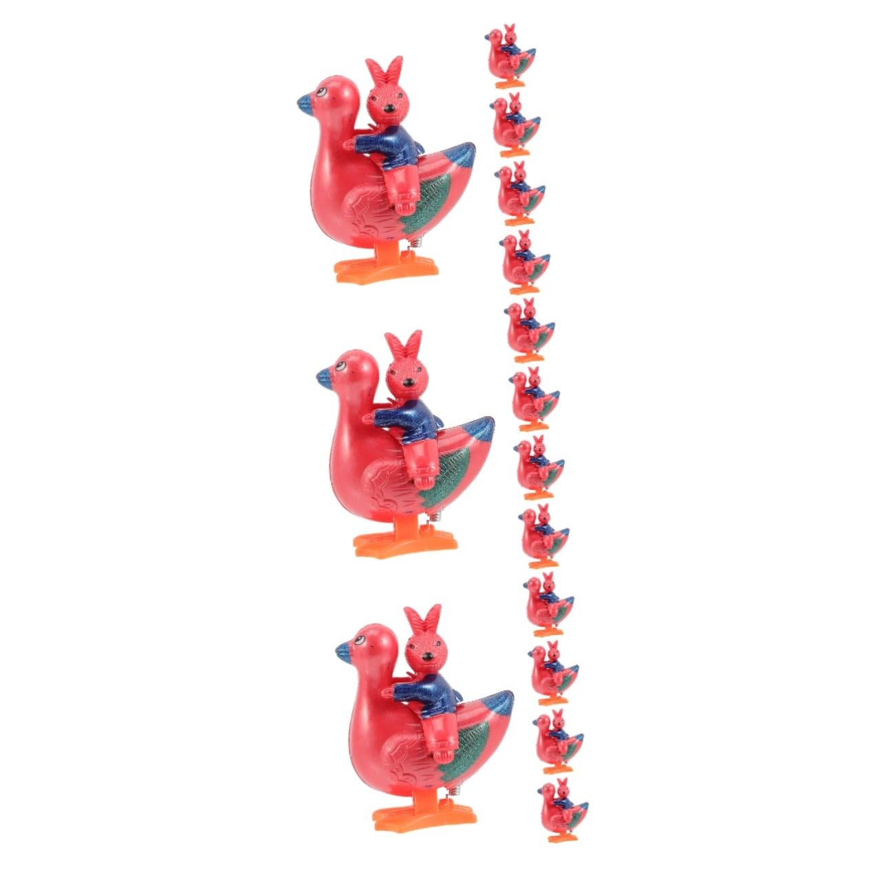 VICASKY 15 Pcs Wind-Up Jumping Bunny on Chicken Toy - Funny Easter Novelty Animal Figures, Plastic Penguin & Bunny Statue Toys for Kids - Perfect for Easter Gifts, Party Favors, and Children's Playtime