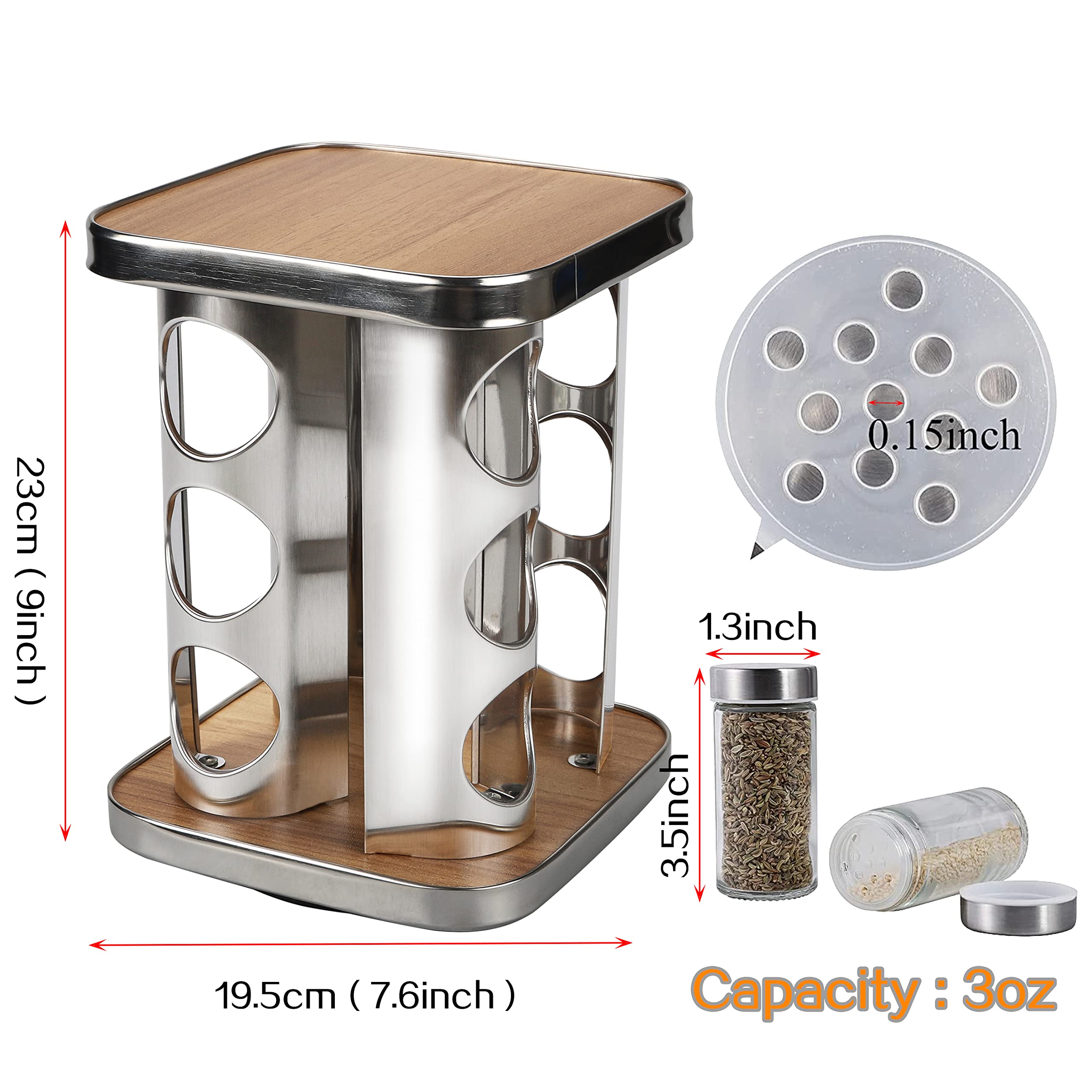 Stainless Steel Rotating Spice Rack Organizer - 12 Jar Countertop Spice Carousel Tower for Kitchen, Cabinet & Pantry Storage - Perfect for Cooking, Baking & Organizing Spices
