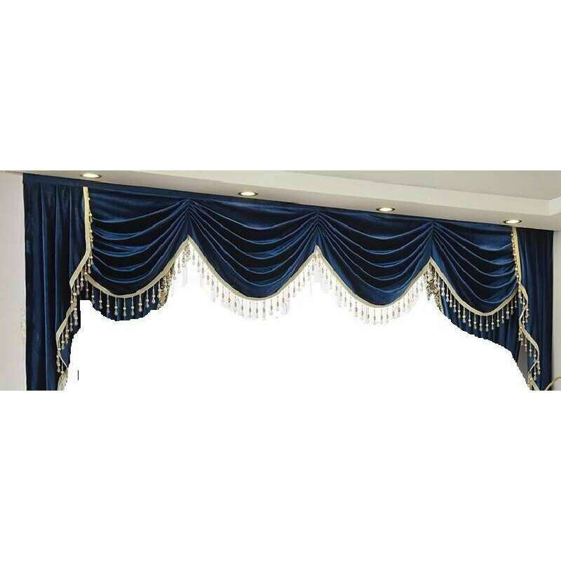 Dark Blue Mila Classic Plain Velvet Valance - Elegant Window Treatment for Bedroom, Living Room & Dorm Decor