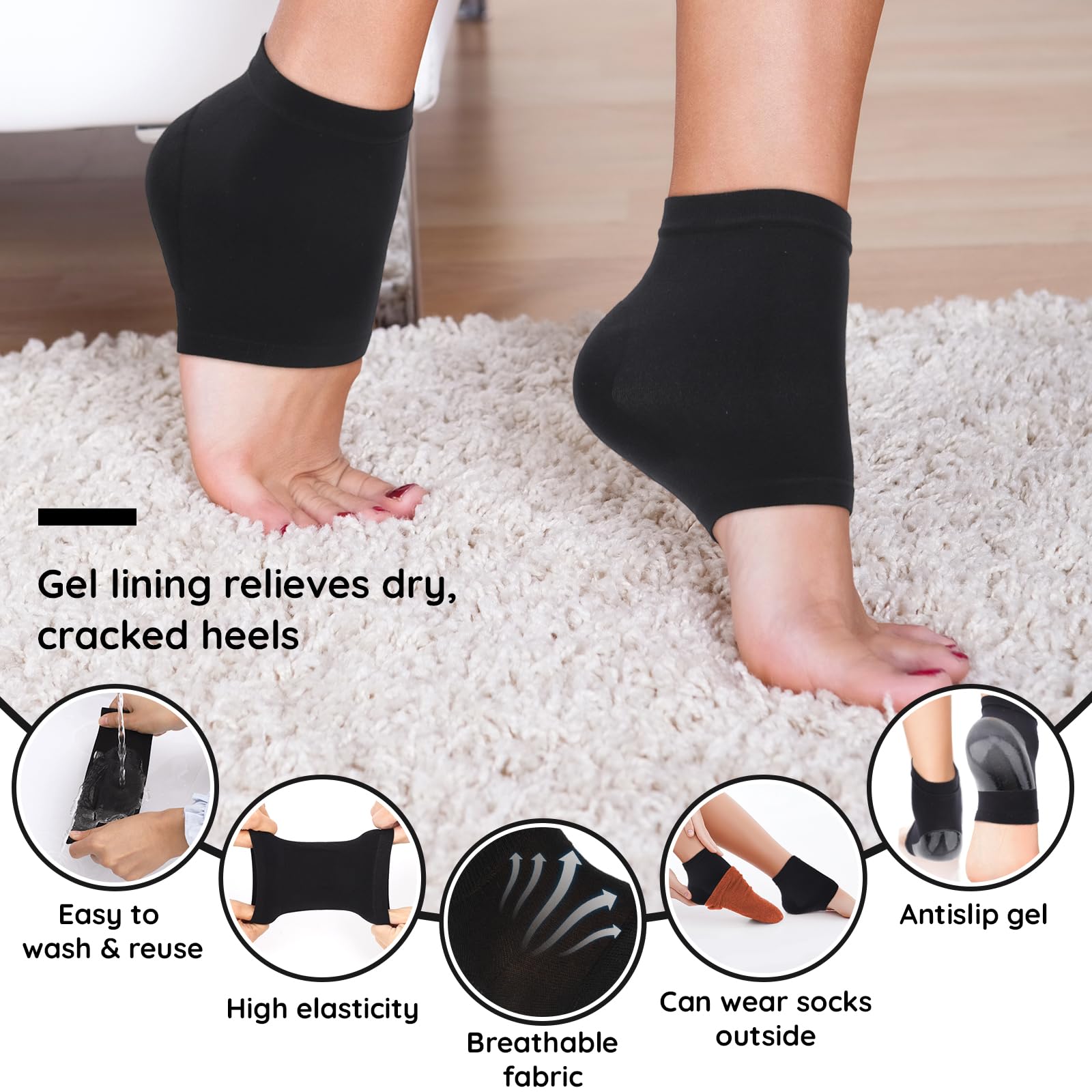 Segbeauty 12-Pack Heel Moisturizing Socks for Women - 6 Pairs Silky Gel-Lined Toeless Foot Socks for Dry, Cracked Heels | Overnight Moisture Therapy | Non-Slip SPA Socks for Foot Care & Relaxation | Perfect for Nighttime Use, Travel & Home Spa Treatments