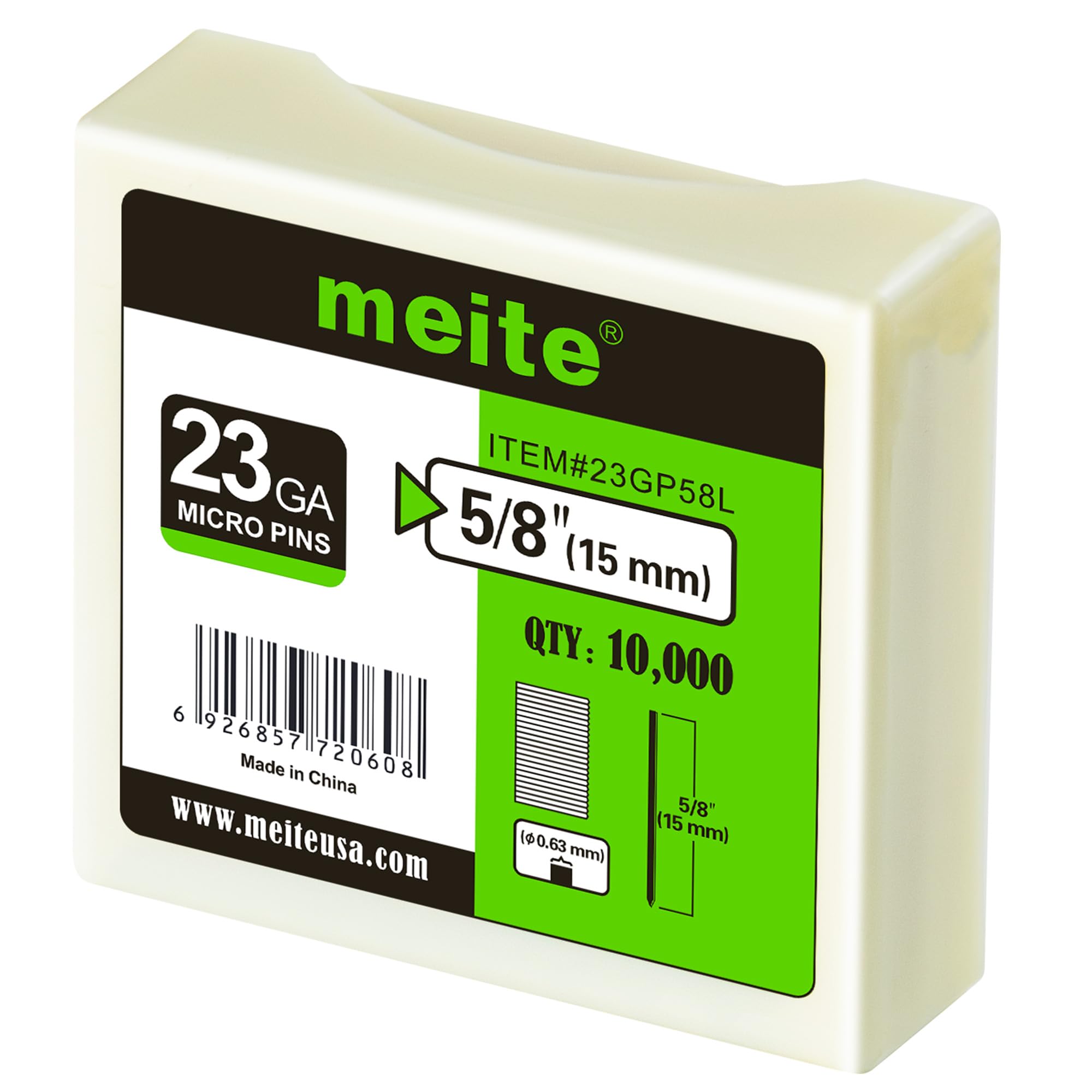 Meite 23 Gauge 5/8-Inch Copper Plated Pin Nails - 10,000 PCS Micro Headless Pins for Pin Nailer and Nail Gun | Perfect for Fine Woodworking, Trim Work, Crown Molding, Cabinet Making and Furniture Repair