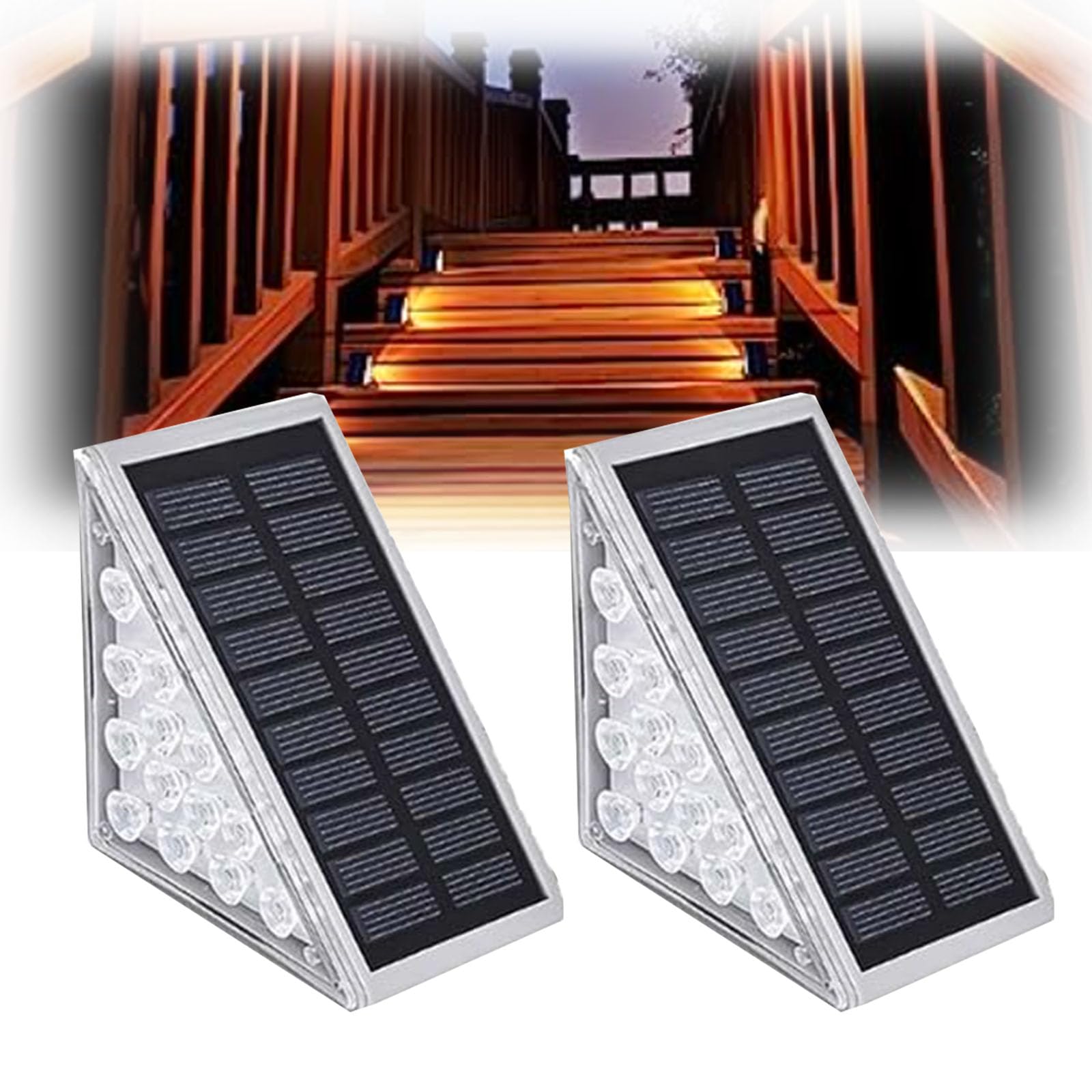 Solar Step Lights Outdoor - Waterproof LED for Garden & Walkway (2pcs)