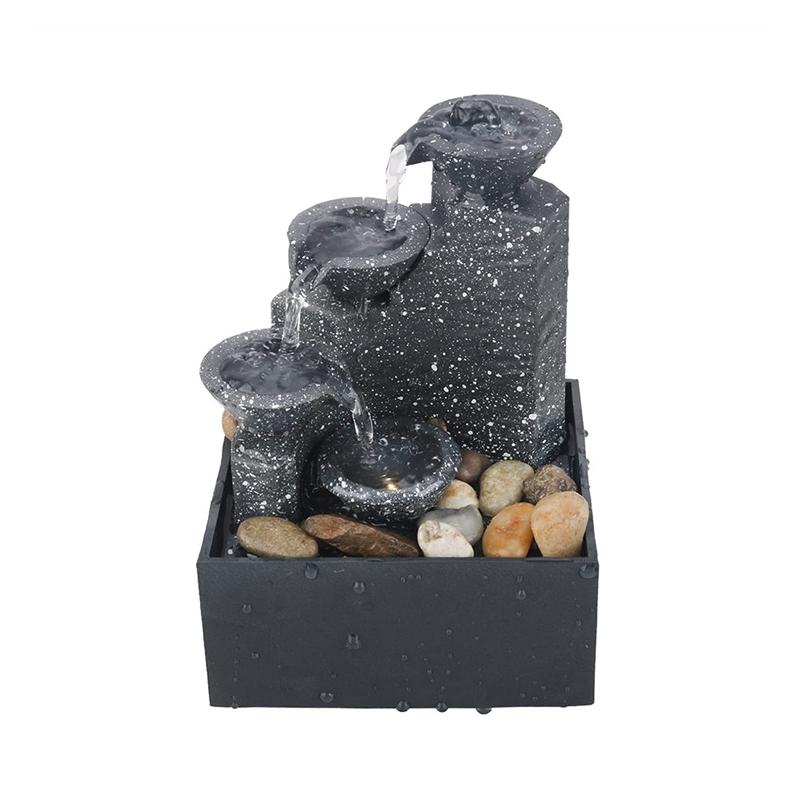 3 Tiered Desktop Water Fountain - Portable Zen Meditation Waterfall for Home & Office Decor | Indoor Relaxation, Stress Relief & Feng Shui Enhancement