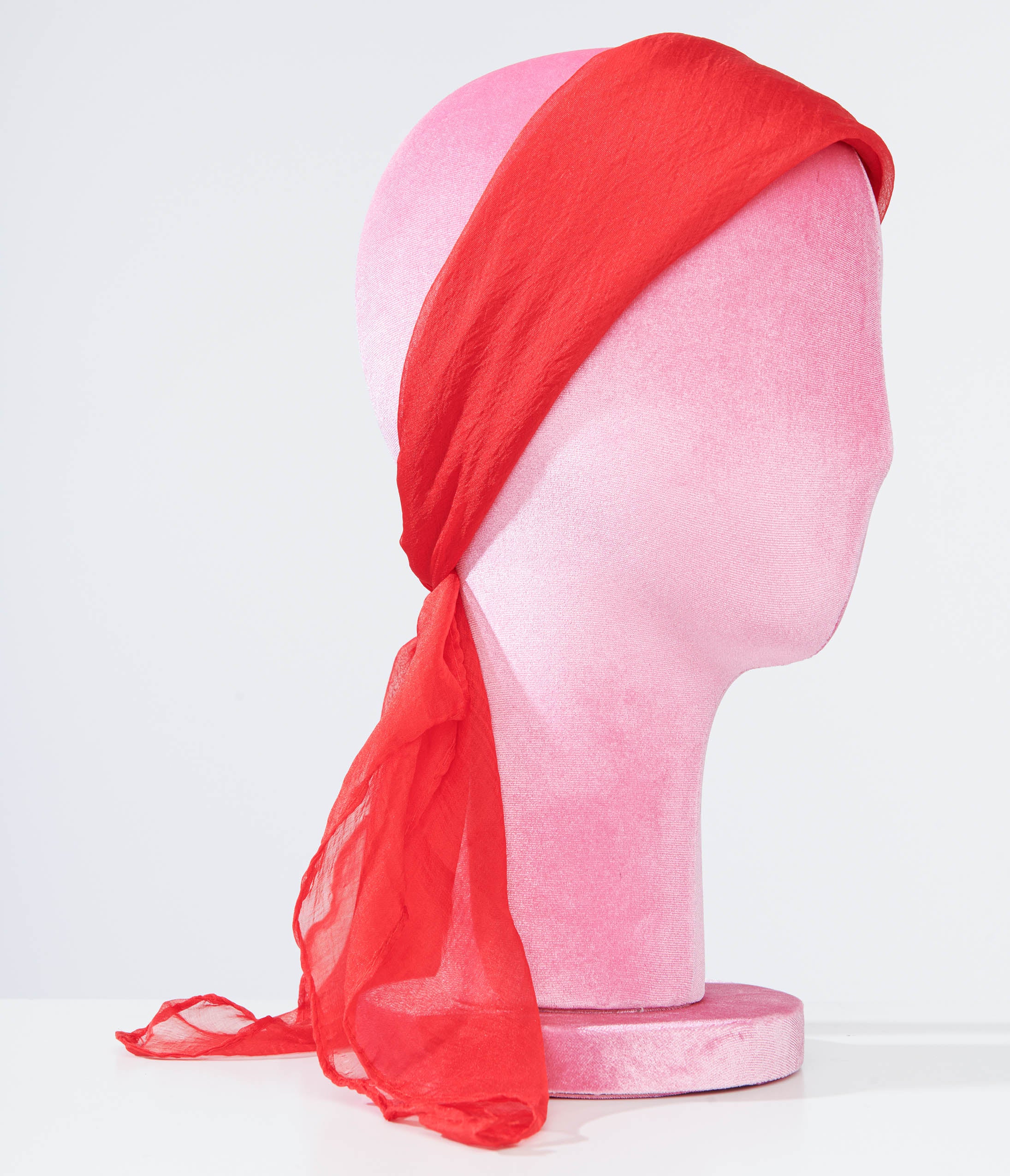 Vintage 1950s Red Chiffon Hair Scarf - Retro Silk Head Wrap for Women - Perfect for Pin-Up Style, Rockabilly Fashion & Vintage Costume Parties