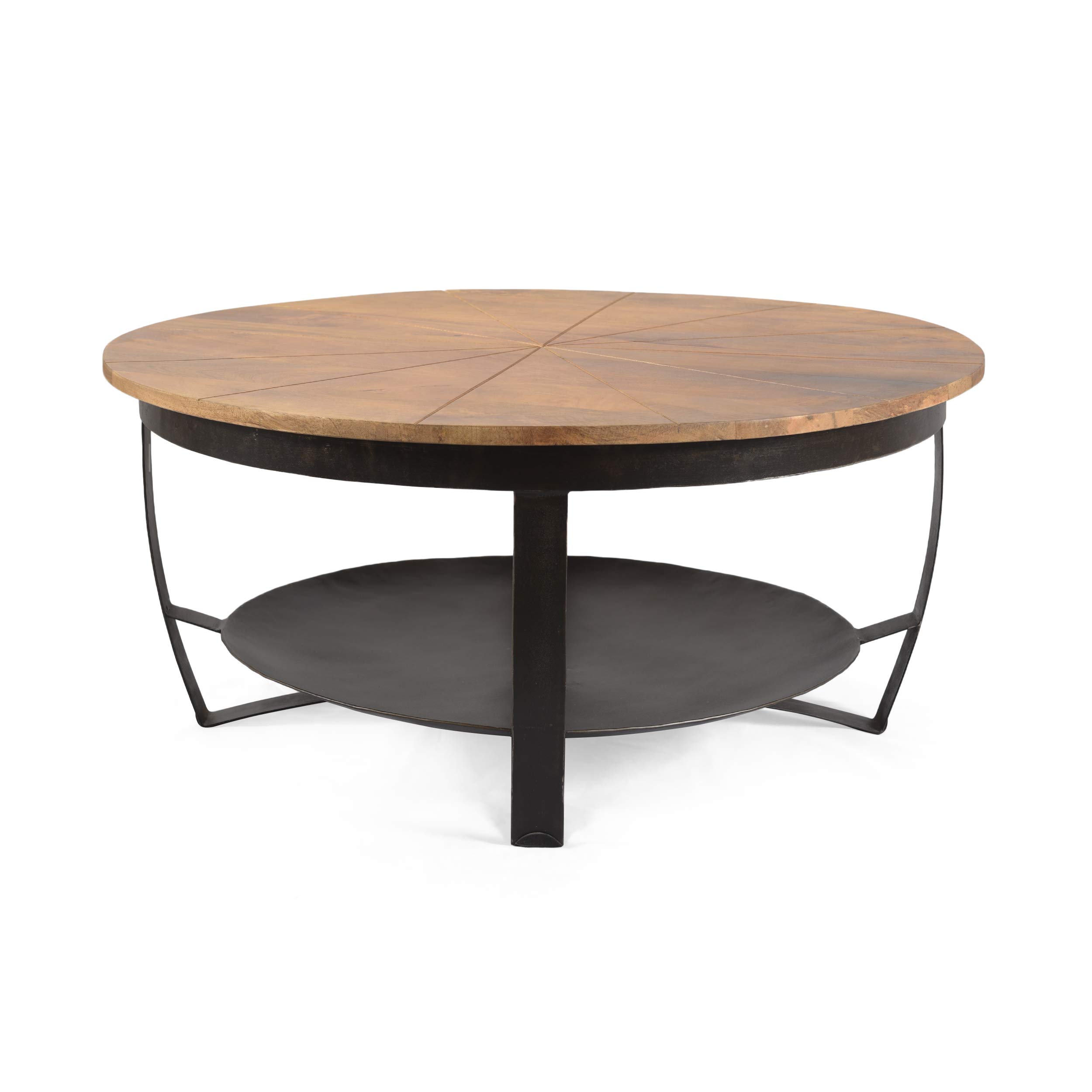 Christopher Knight Home Meroy Coffee Table - Natural & Black Finish - Modern Living Room Furniture for Small Spaces & Apartments