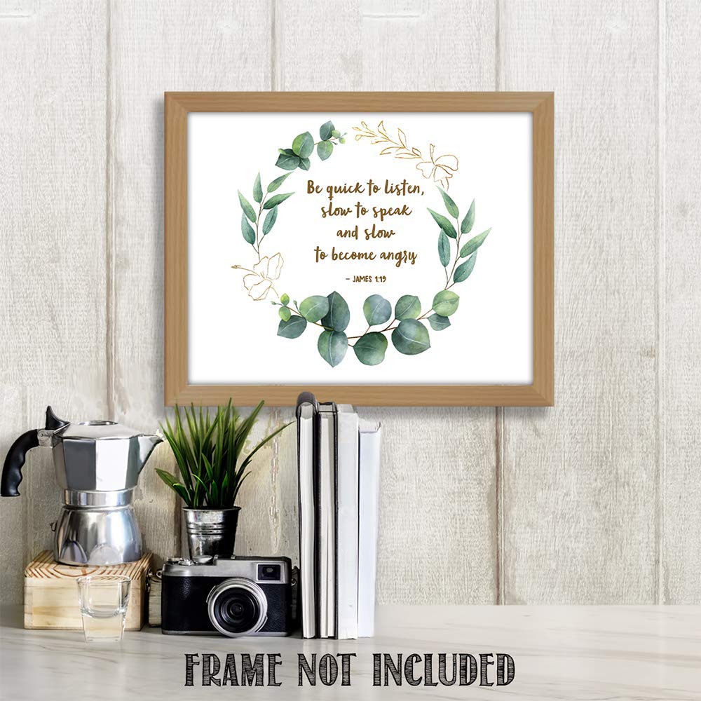 Book of James Bible Verse Wall Art - 11x14 Unframed Inspirational Quotes & Motivational Decor for Men - Perfect for Living Room, Office & Coach Gifts - Christian Home Decor & Positive Scripture Artwork