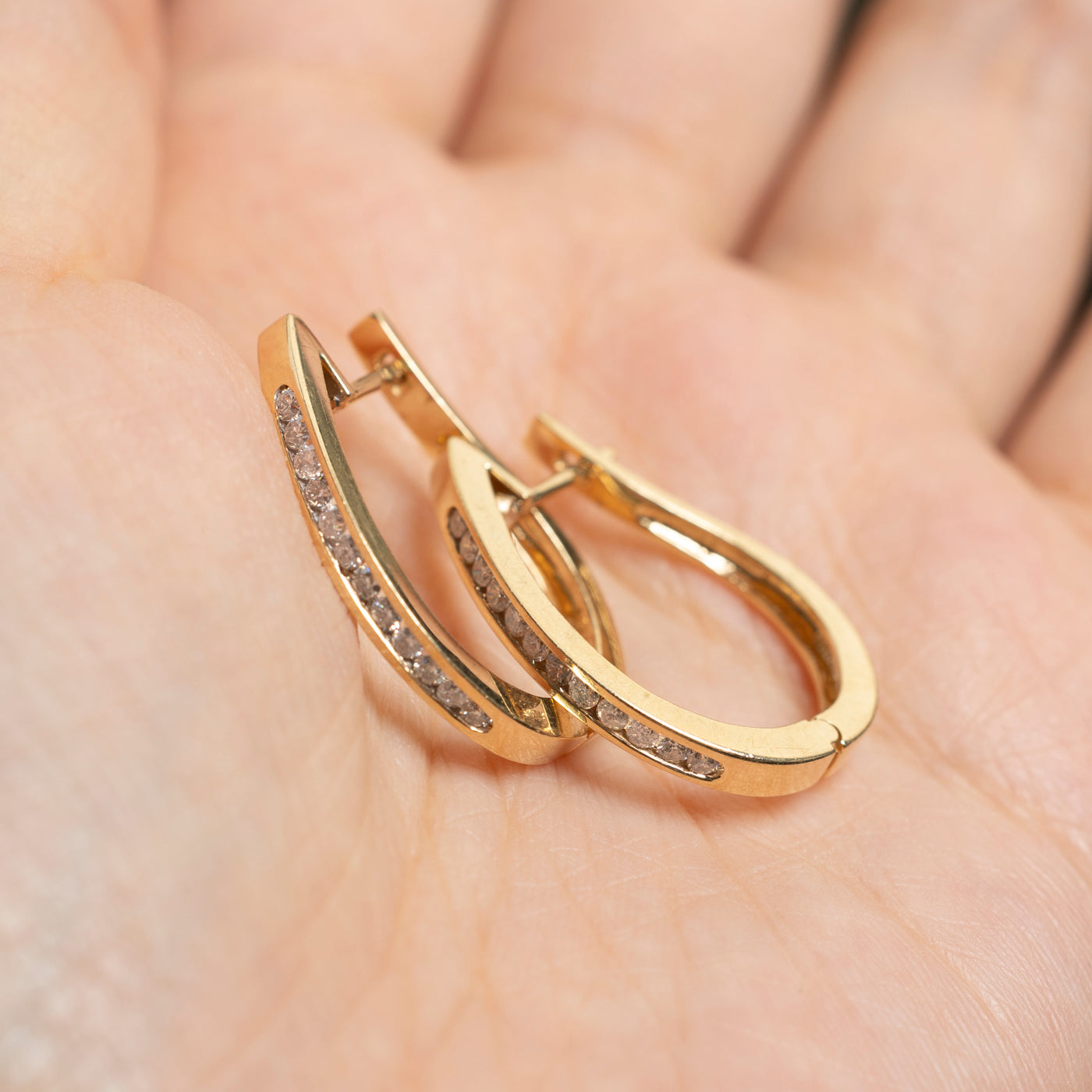 14K Gold Channel Set Diamond Hoop Earrings - 0.44ctw Total Weight | Elegant Everyday Jewelry for Women, Perfect for Work, Parties & Special Occasions