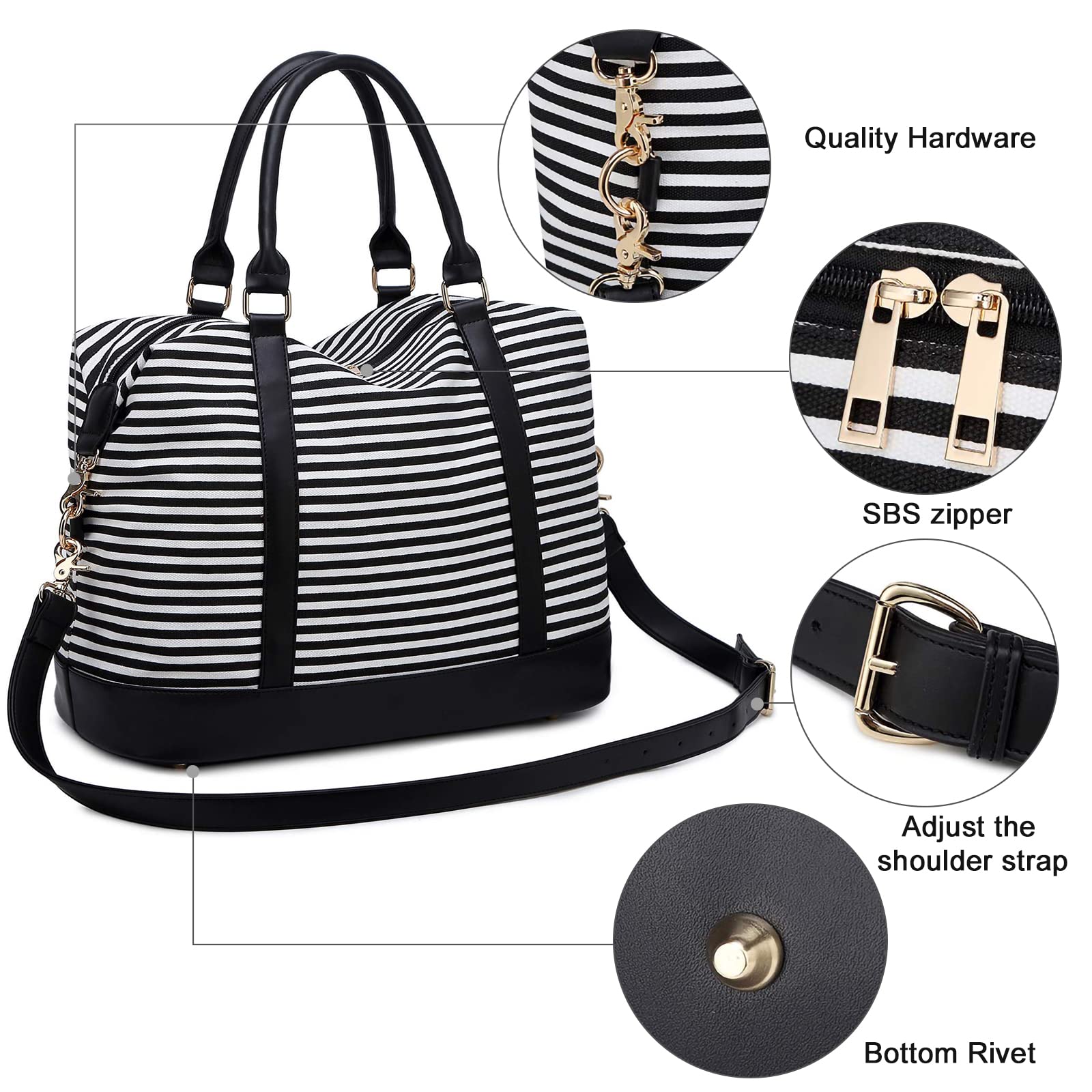 CAMTOP Women's Canvas Travel Bag - Durable Weekend Overnight Carry On Luggage for Ladies - Perfect for Business Trips, Vacation & Gym Use