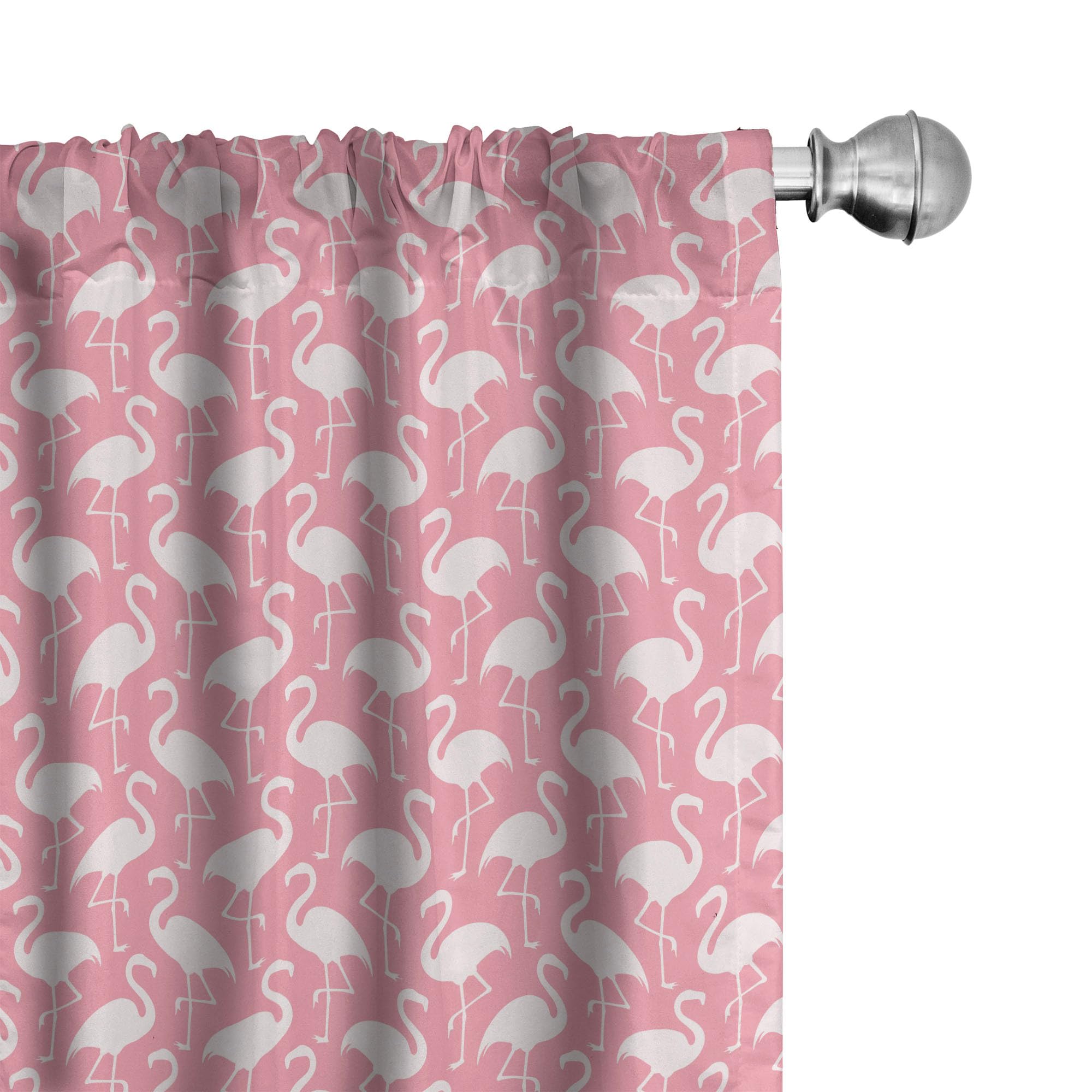 Lunarable Flamingo Curtains - Exotic Flamingo Pattern Silhouette in Monochrome Modern Style Art Print, 2 Panel Set for Living Room & Bedroom (28