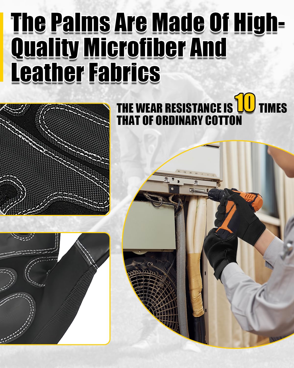 RIGWARL Work Gloves - Tear Resistant Safety Gloves for Men & Women with Thick Padding - Ideal for Woodworking & Warehouse Use