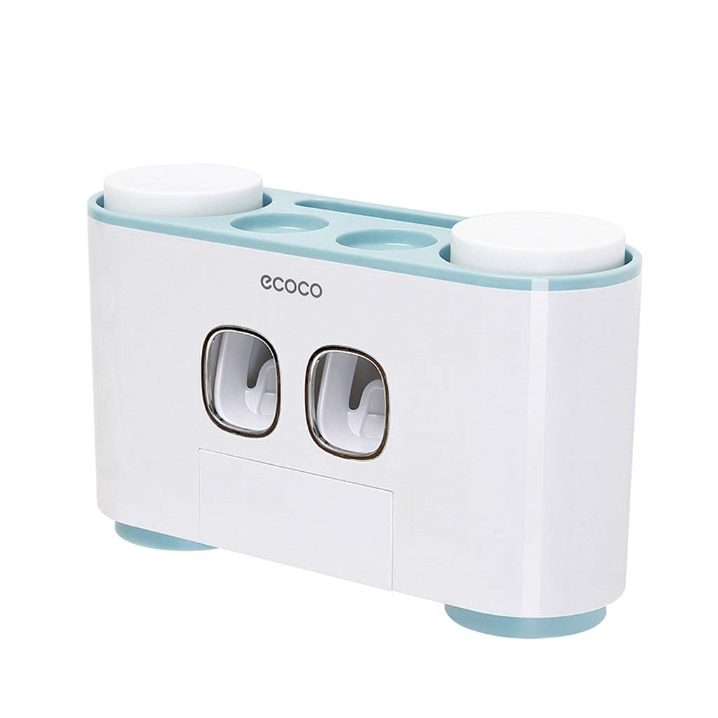 Bjyx Hanging Toothbrush Holder with Automatic Toothpaste Squeezer - Wall-Mounted Bathroom Organizer for Toothbrush & Toothpaste (Blue) - Perfect for Small Bathrooms, RVs, and Dorm Rooms