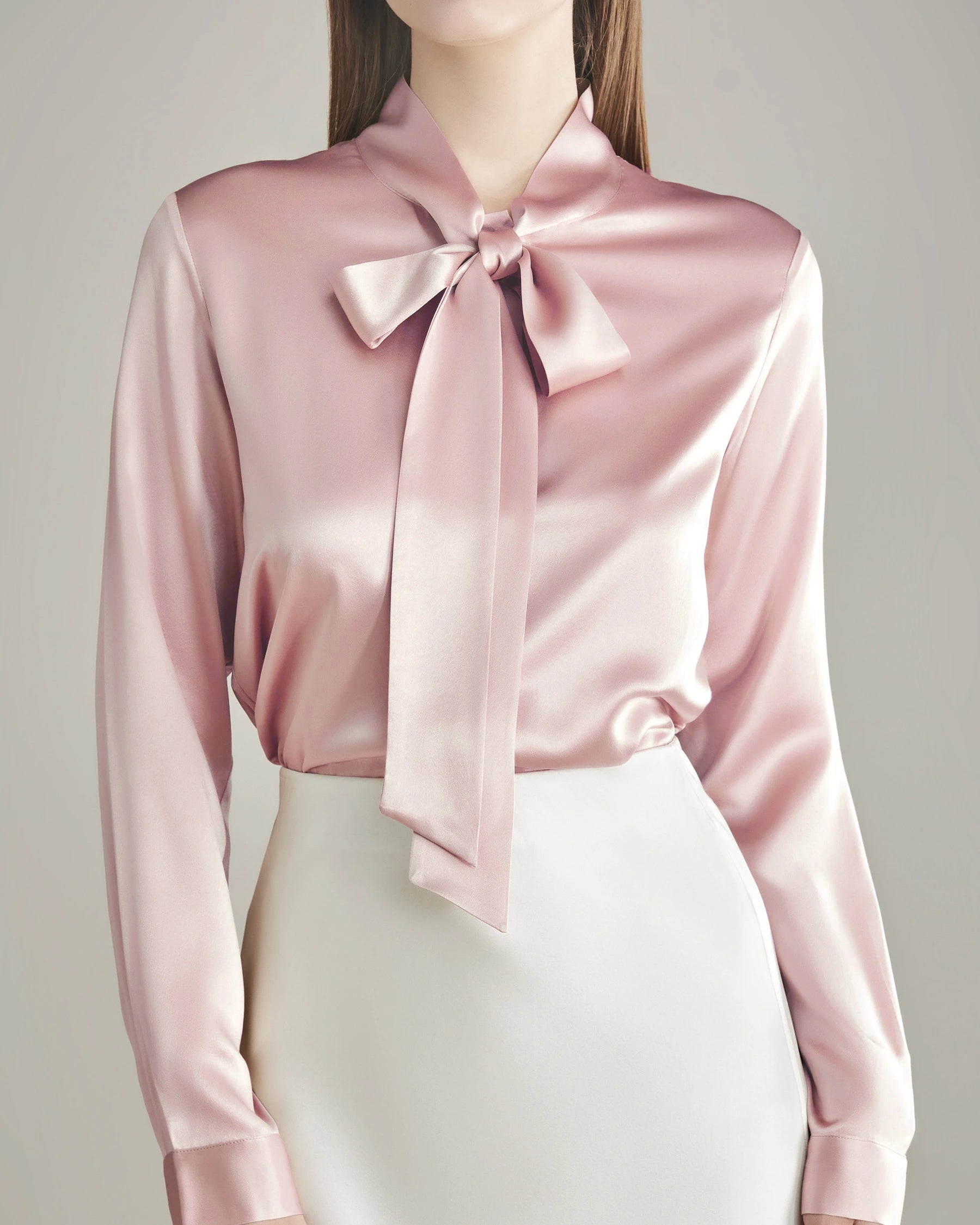 Elegant Silk Bow Tie Blouse for Women - Fashionable & Comfortable Ladies Top for Office, Party & Special Occasions