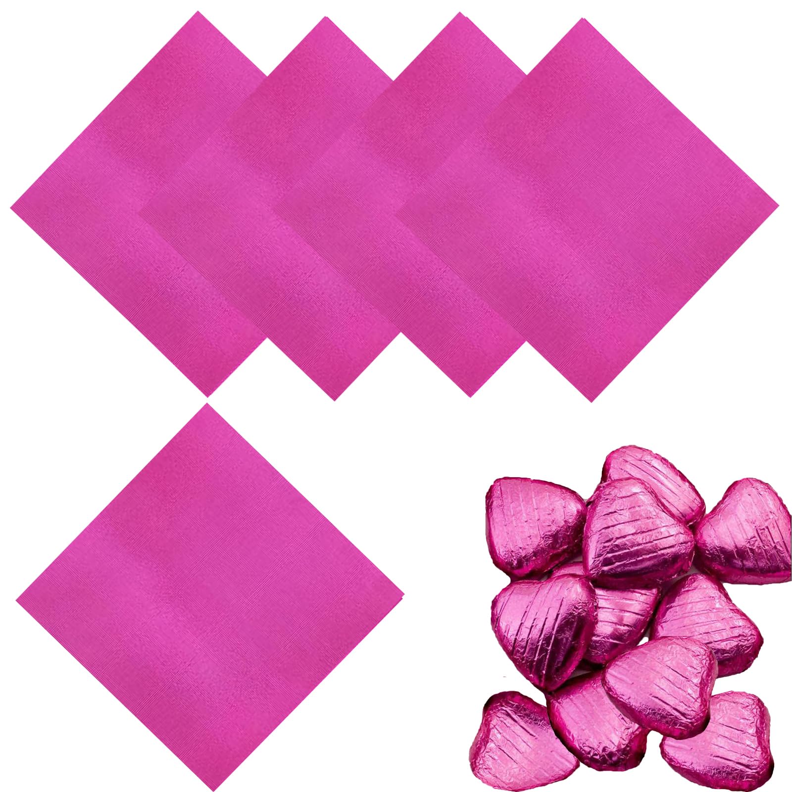 100PCS Rose Foil Candy Wrappers 6x6 Inch for DIY Chocolate & Candy Making
