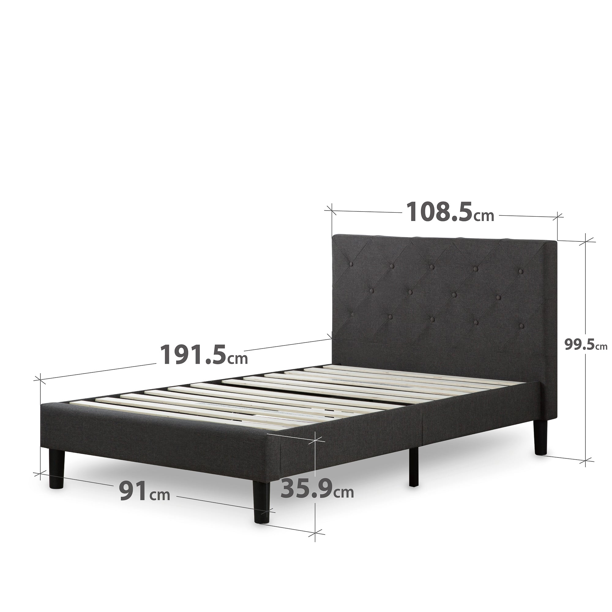 Zinus Shalini Upholstered Platform Bed Frame with Wooden Slats - Queen Size, Modern Bedroom Furniture for Master Bedroom or Guest Room
