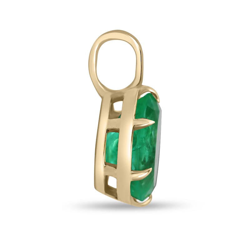 3.0 Carat Natural Green Emerald Solitaire Oval Pendant Necklace - 6 Prong Gold Setting for Women - Perfect for Weddings, Anniversaries & Special Occasions