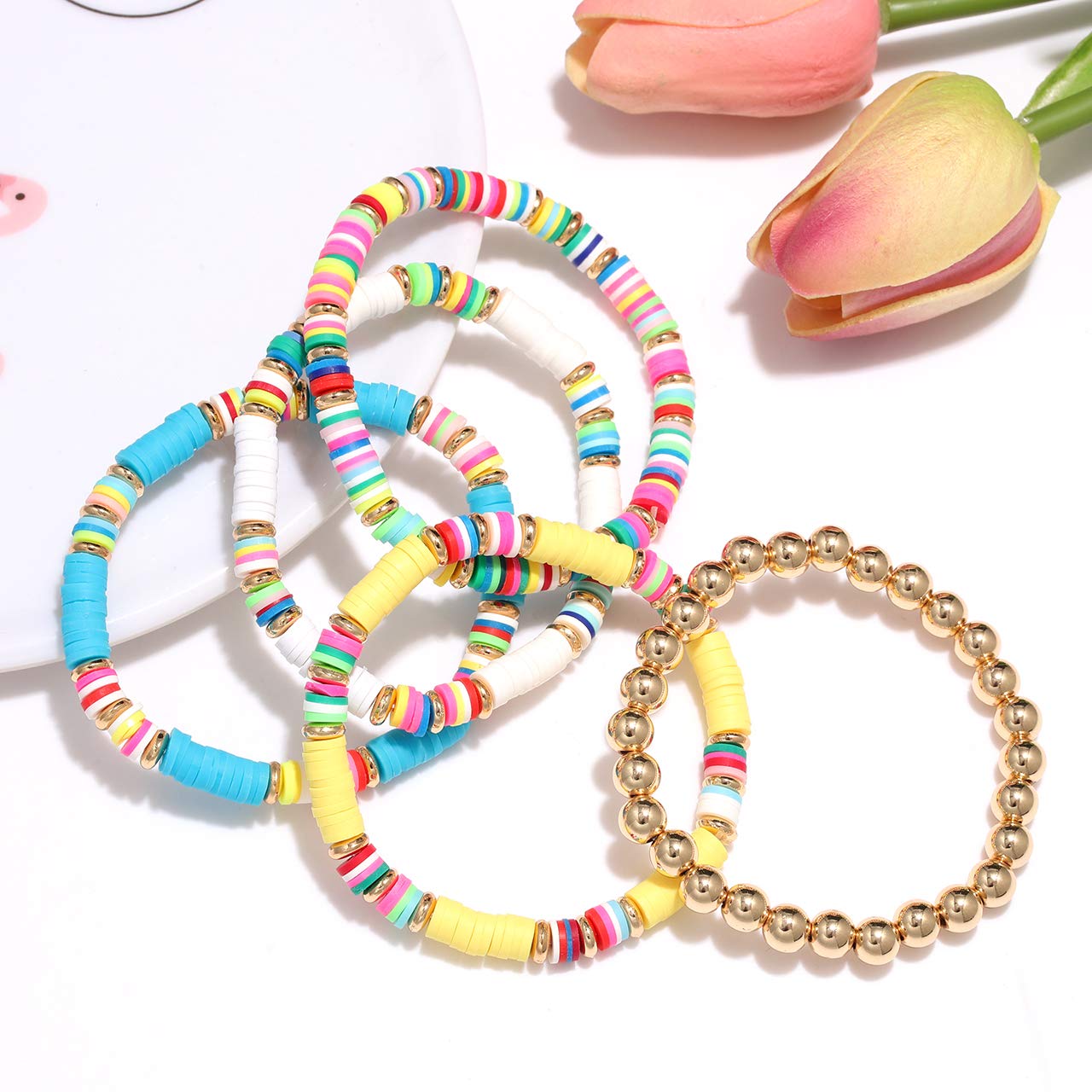 PHALIN Women's Heishi Beaded Bracelet - Stylish Handmade Beaded Jewelry for Everyday Wear & Boho Fashion Accessories