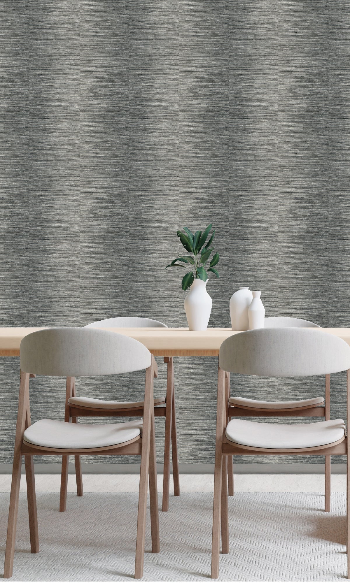 Charcoal Grey Horizontal Candy Stripe Wallpaper R9810 - Peel and Stick Removable Wallpaper for Bedroom, Living Room, Nursery & Office Decor