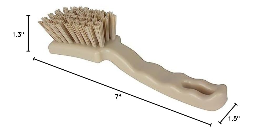 SPARTA 41395EC25 7-Inch Tan Plastic Scrub Brush - Heavy Duty Kitchen Cleaning Brush with Hanging Hole & Ergonomic Handle - Perfect for Pots, Pans, Sinks, Grills & Tough Stains