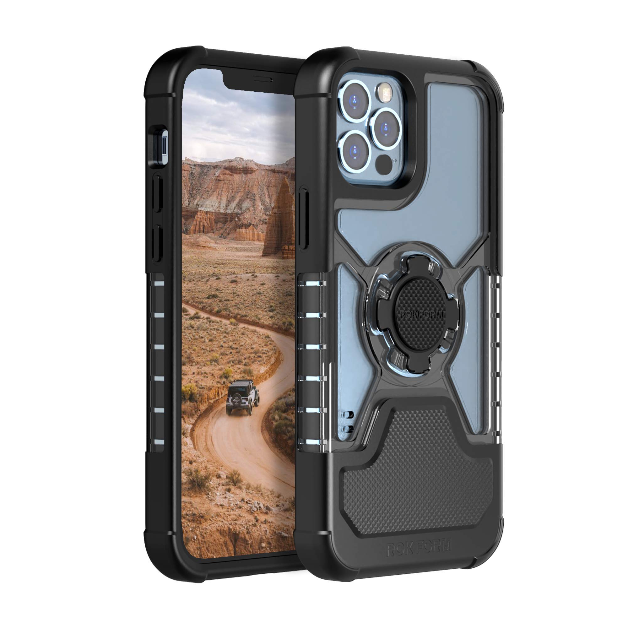 Rokform Crystal Series Slim Magnetic Clear Case for iPhone 12 & 12 Pro with RokLock Twist Lock, Dual Magnet, Drop Tested Armor - Perfect for Everyday Protection and Secure Mounting