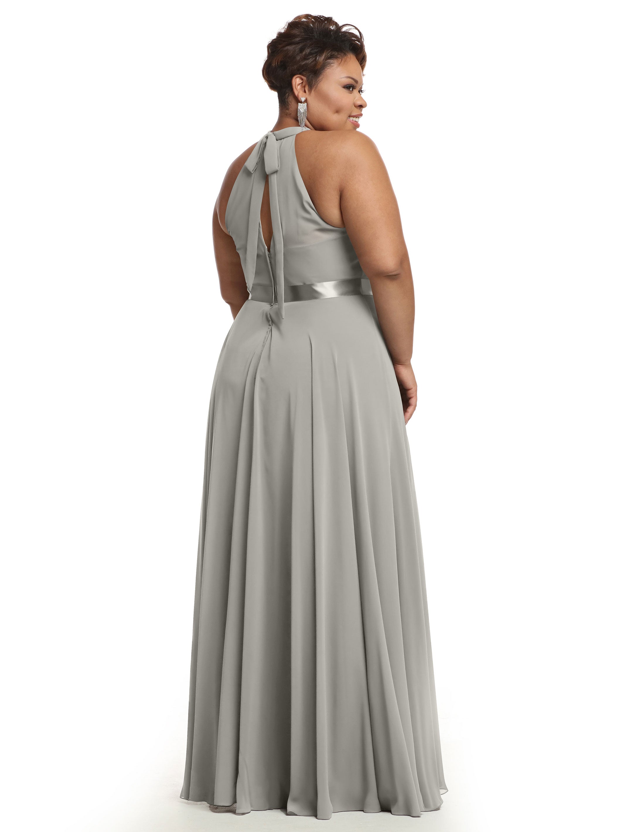 Elegant A-Line Chiffon Bridesmaid Dress with Halter Neckline - Perfect for Weddings, Formal Events & Special Occasions