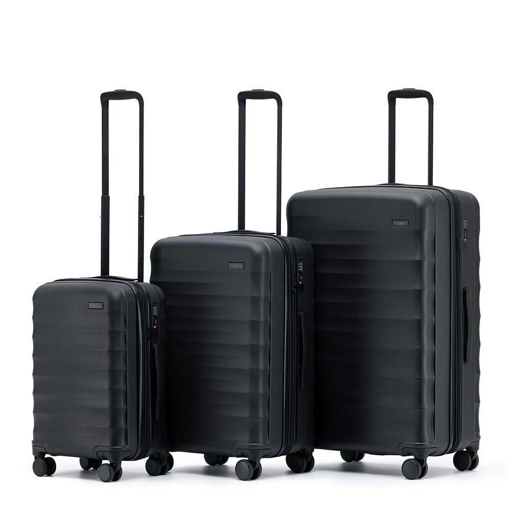 Tosca Interstellar 2.0 3-Piece Luggage Set - Black | Premium Hardshell Suitcases for Travel, Business & Vacation