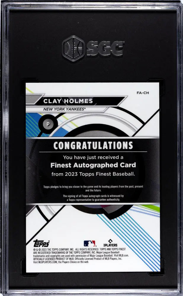 2023 Topps Finest Baseball Clay Holmes Autographed Card - SGC 9.5 Gem Mint Graded - Perfect for Collectors & Sports Memorabilia Fans