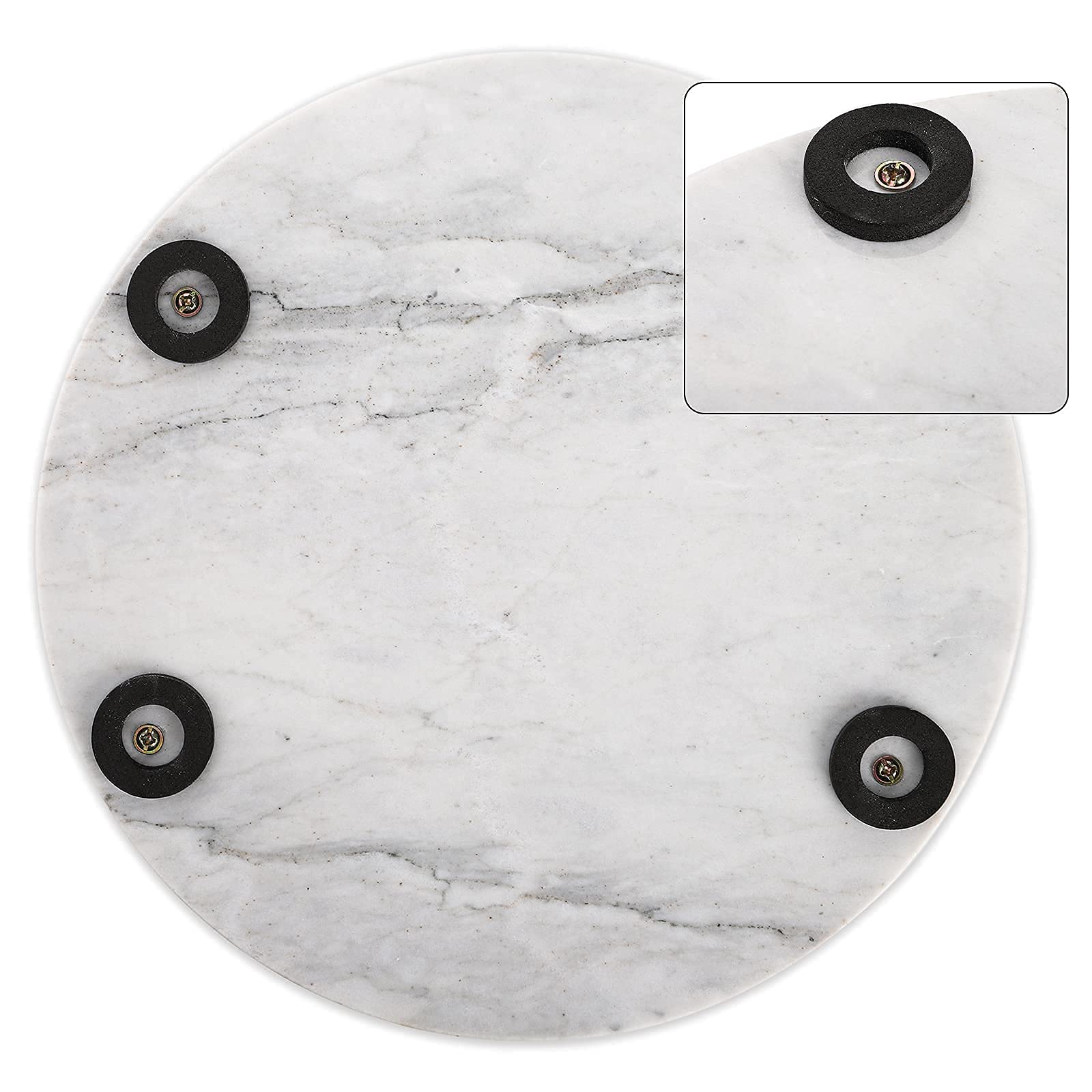 TOPZEA 10 Inch Round Marble Vanity Tray with Gold Metal Handles - Jewelry & Perfume Organizer for Dresser, Nightstand, Bathroom Counter | Elegant Home Decor & Gift Idea for Women