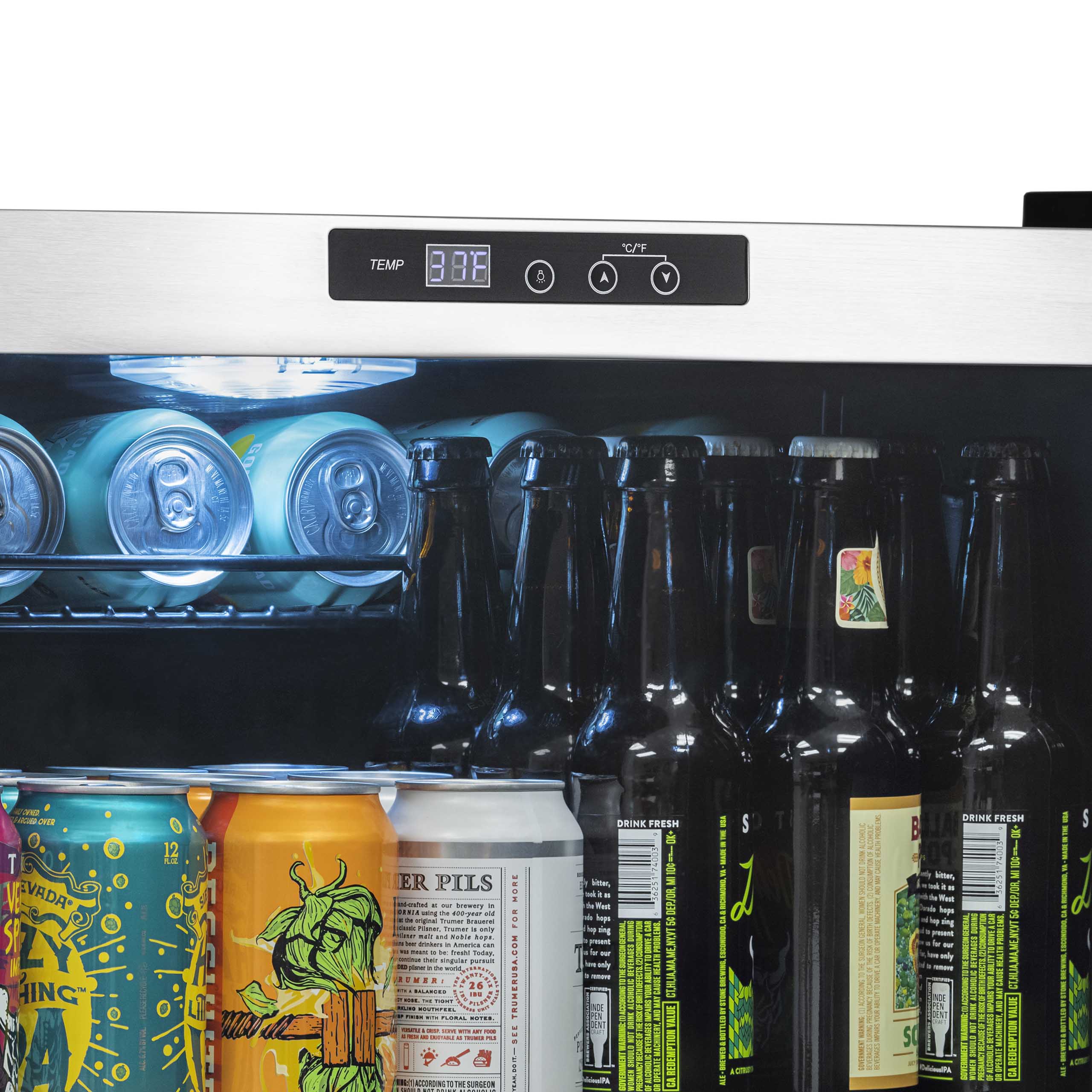 Newair® 160 Can Freestanding Stainless Steel Beverage Refrigerator - Perfect for Home Bars, Offices, and Entertaining Spaces