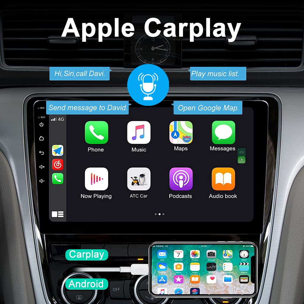 9 Inch Double Din Car Stereo with Apple CarPlay & Android Auto - Touch Screen Bluetooth Car Radio Receiver with Backup Camera & Mic - Perfect for Hands-Free Calling & Navigation in Your Vehicle
