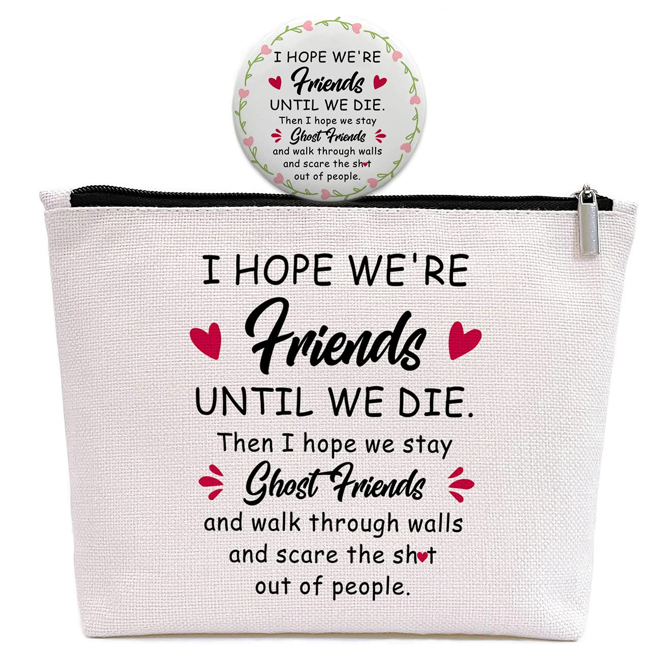 Best Friends Gifts for Women - Cute Ghost Design Makeup Bag - Perfect Birthday, Christmas & Graduation Present for Sisters & Best Friends - 