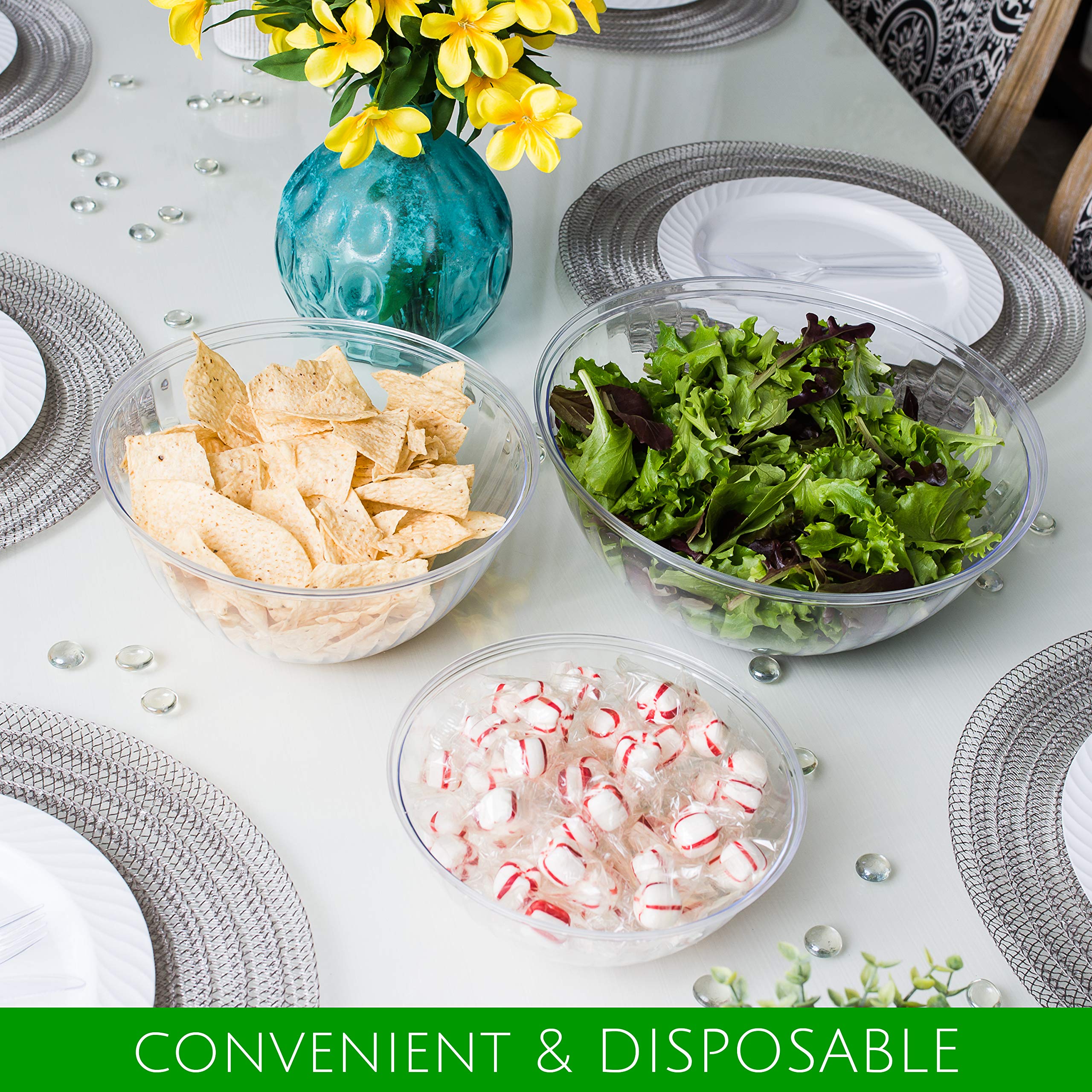 PLASTICPRO 150oz Clear Disposable Plastic Bowls - 4 Pack for Snacks, Salads, Chips & Candy | Perfect for Parties, Picnics & Catering Events