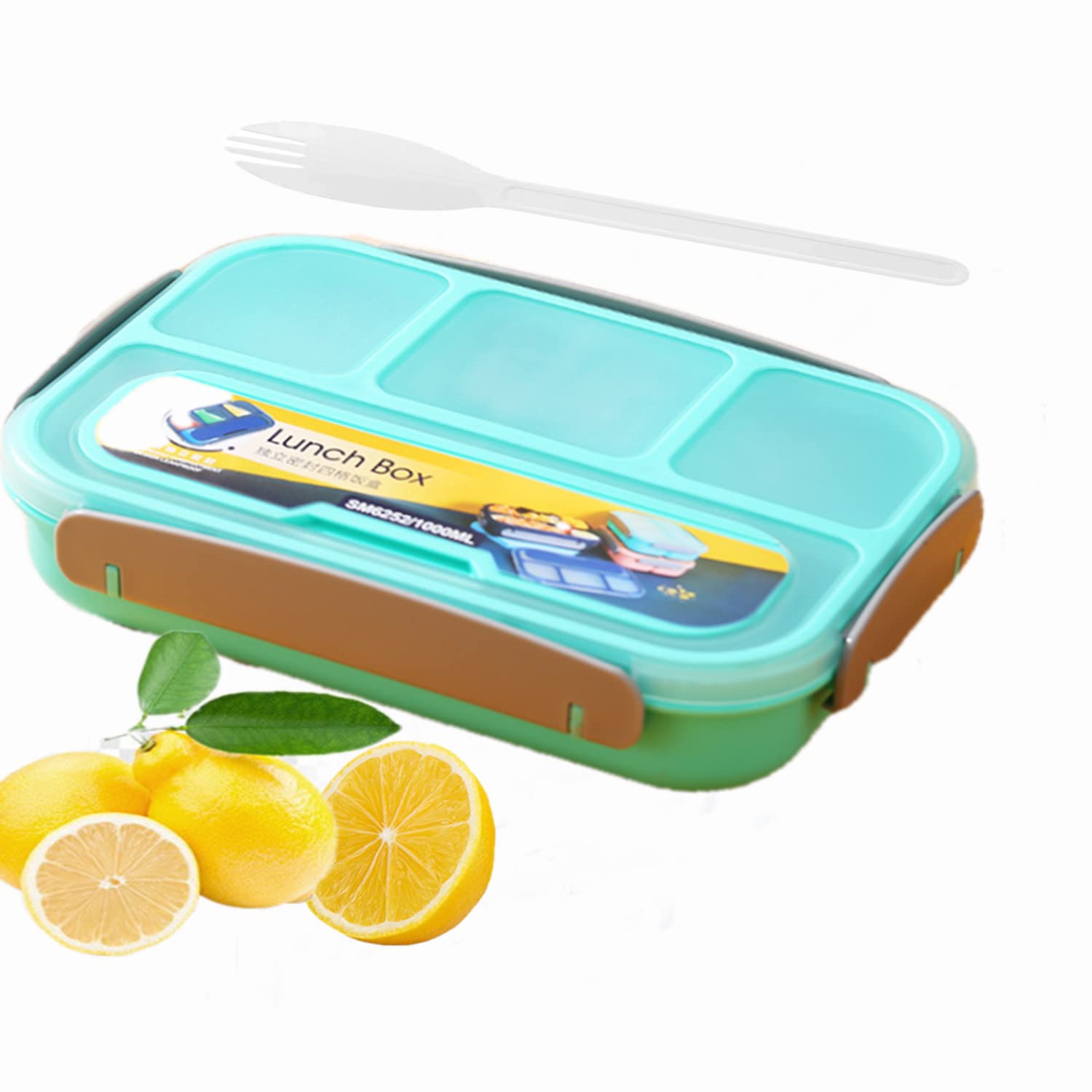 Bento Lunch Box for Kids & Adults - 4 Compartment Microwave & Dishwasher Safe Food Containers - Perfect for School, Office & Picnic Meals