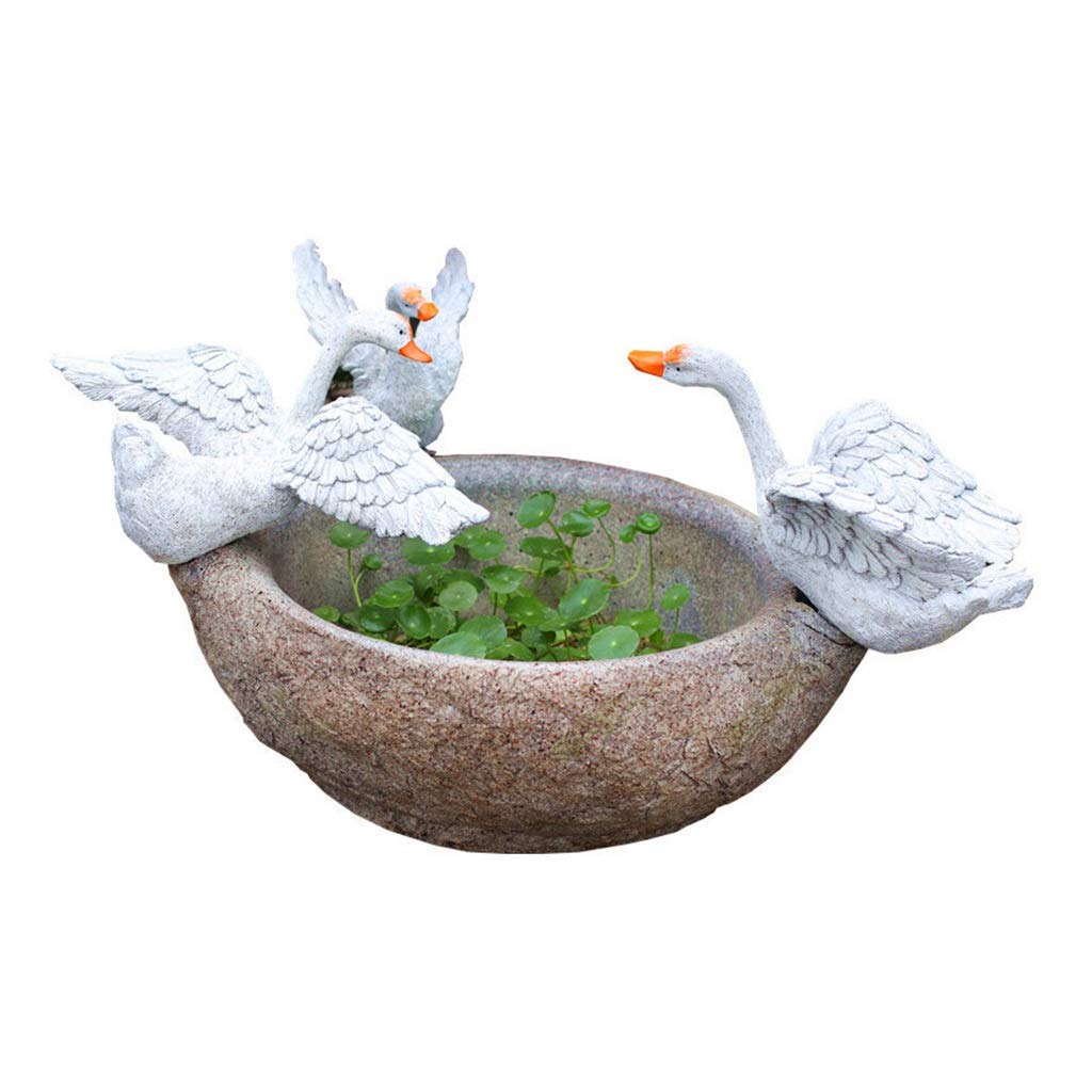 White Swan Hydroponic Planter Pot - 38x28cm Elegant Garden Sculpture for Courtyard, Balcony & Indoor Plant Decor - Perfect for Flowers, Herbs & Succulents