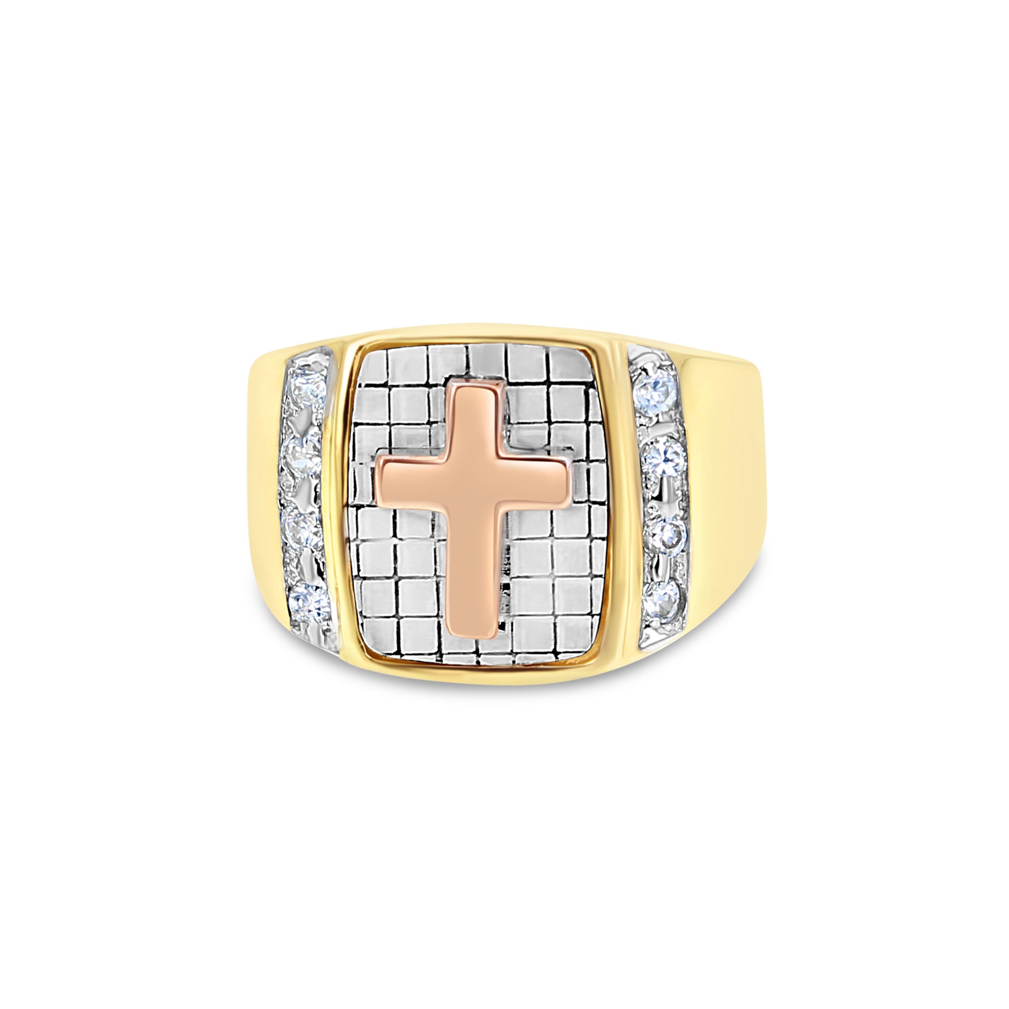 14K Yellow Gold Diamond Cross Ring - 0.40cttw Elegant Religious Jewelry for Women, Perfect for Baptism, First Communion, Confirmation & Everyday Wear