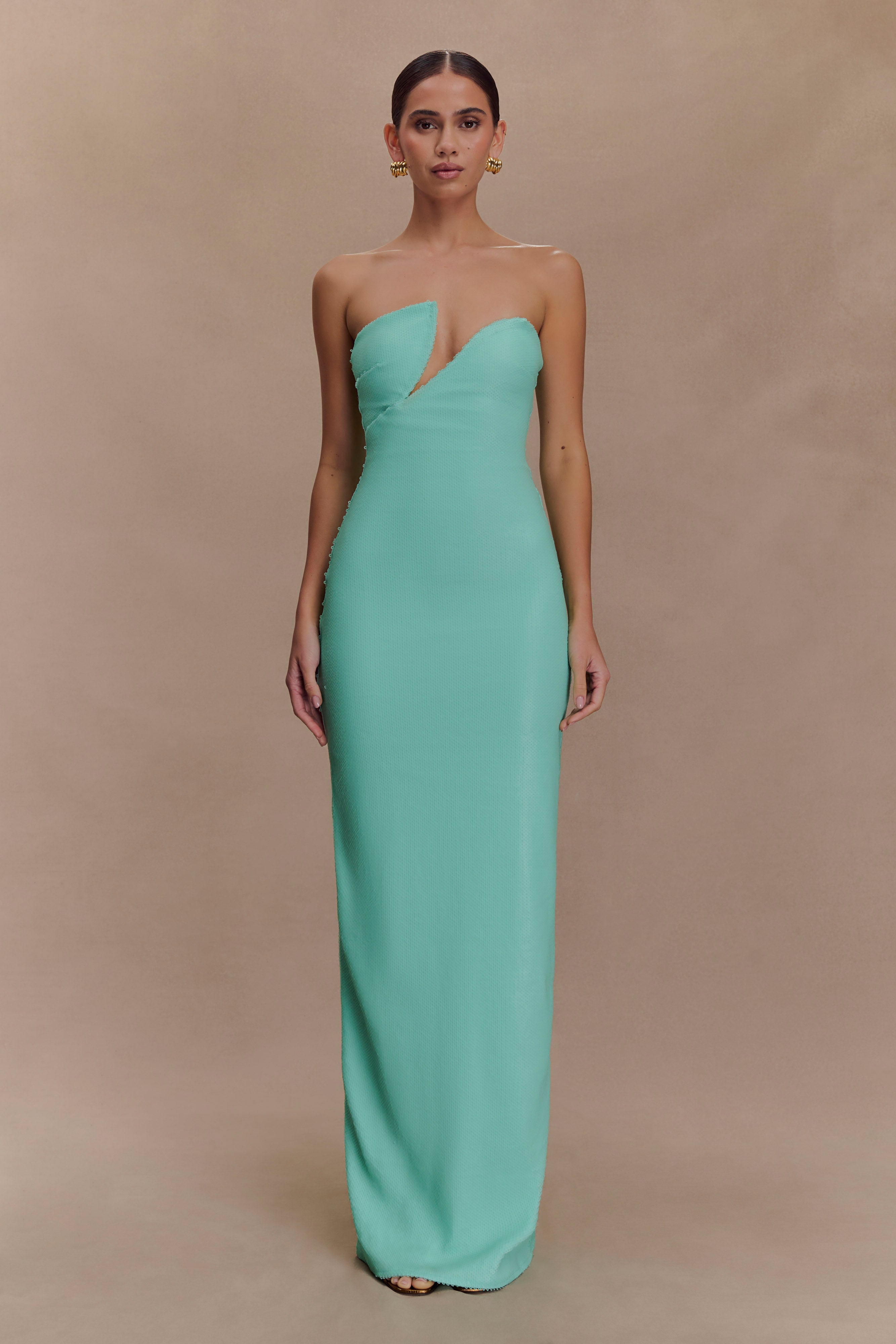 Winston Strapless Sequin Maxi Dress in Lagoon - Elegant Evening Gown for Prom, Wedding & Special Occasions
