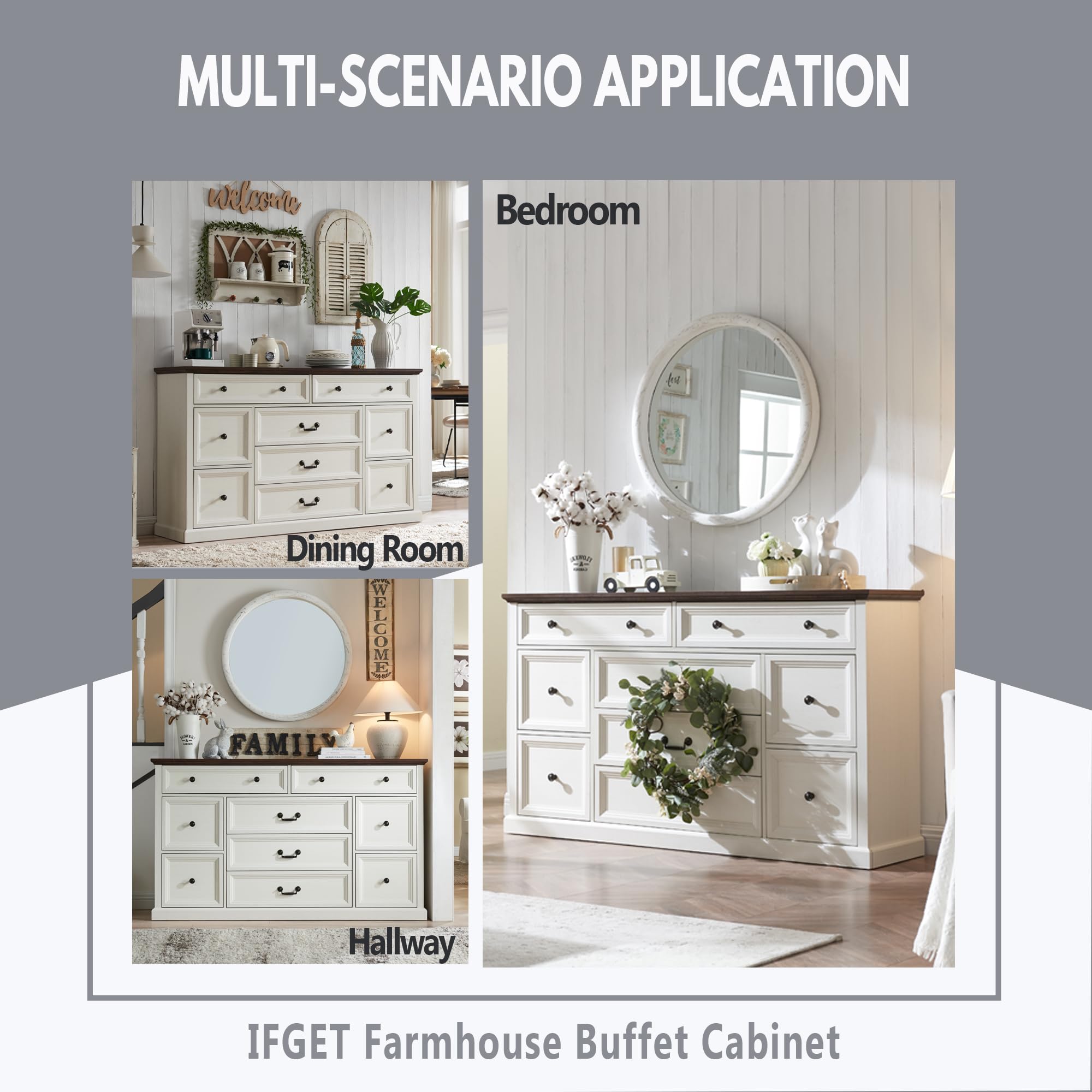 Rustic Farmhouse Buffet Cabinet - 60
