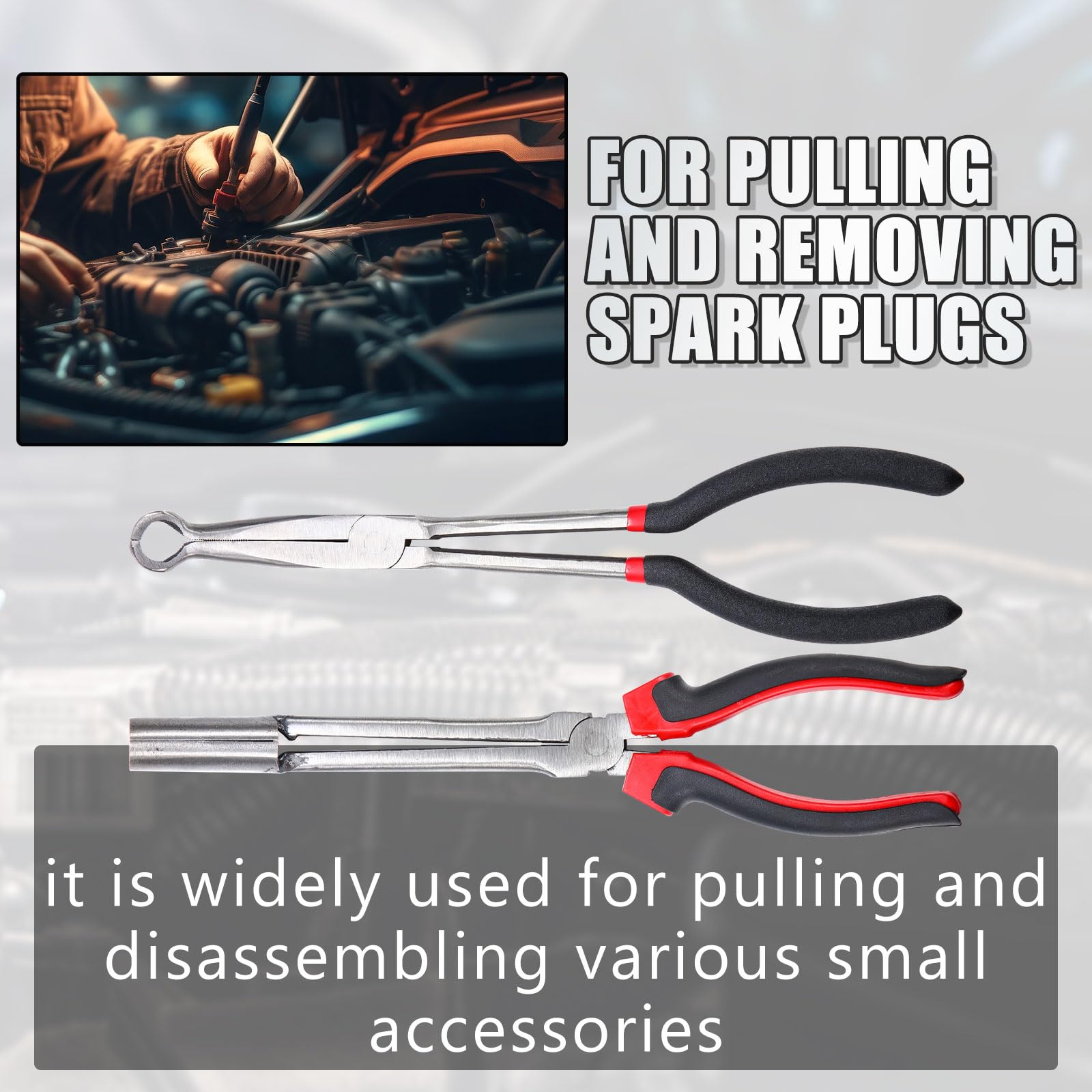 2 Pack Spark Plug Wire Removal Tool Kit - Includes Boot Removal Tool & Pliers Puller - Professional Automotive Wire Puller Set (Black) - Perfect for DIY Car Maintenance & Engine Repair