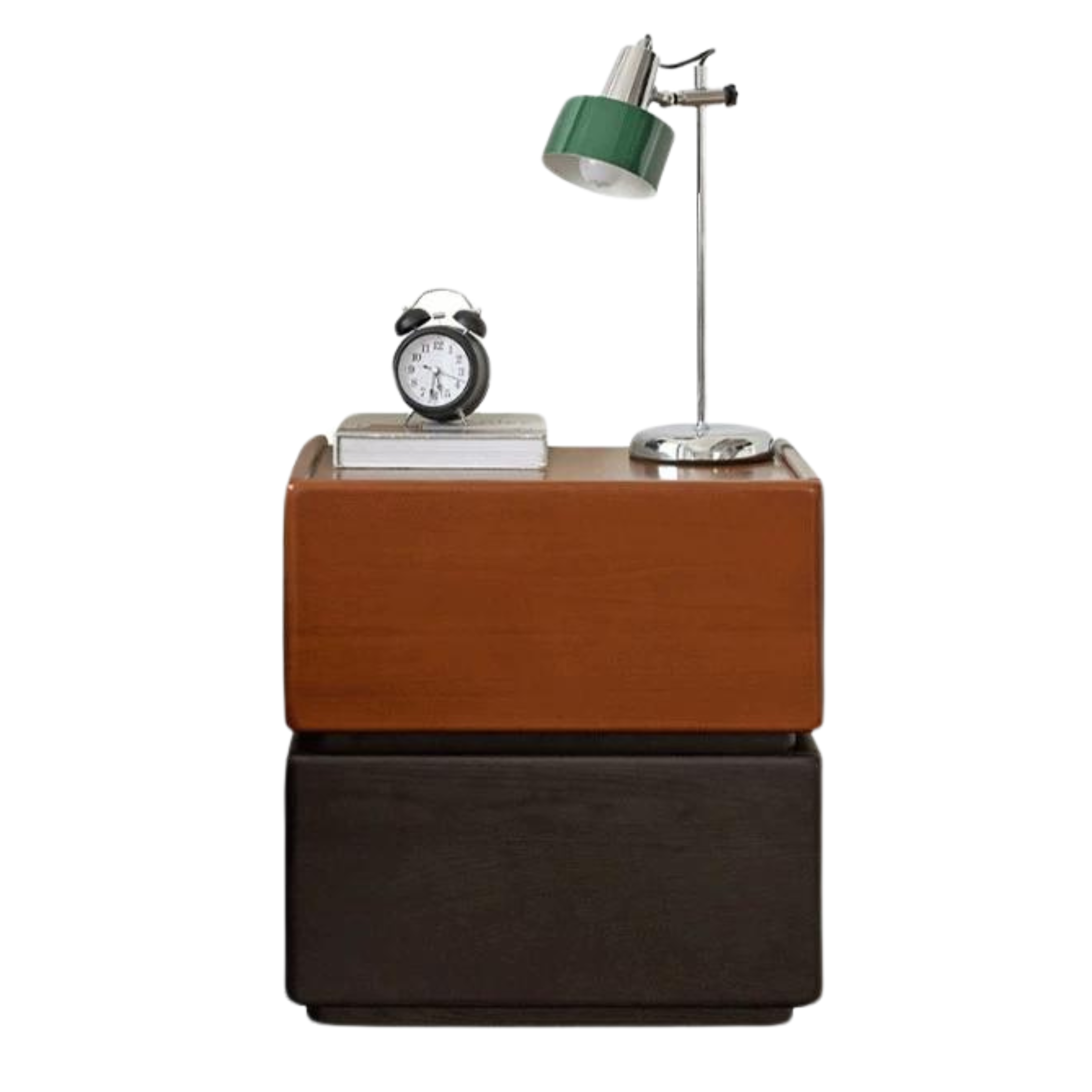 17.7x13.7x18.5 inch / 45x35x47cm / Smoky color + Teak color / Oak + Poplar bedside cabinet