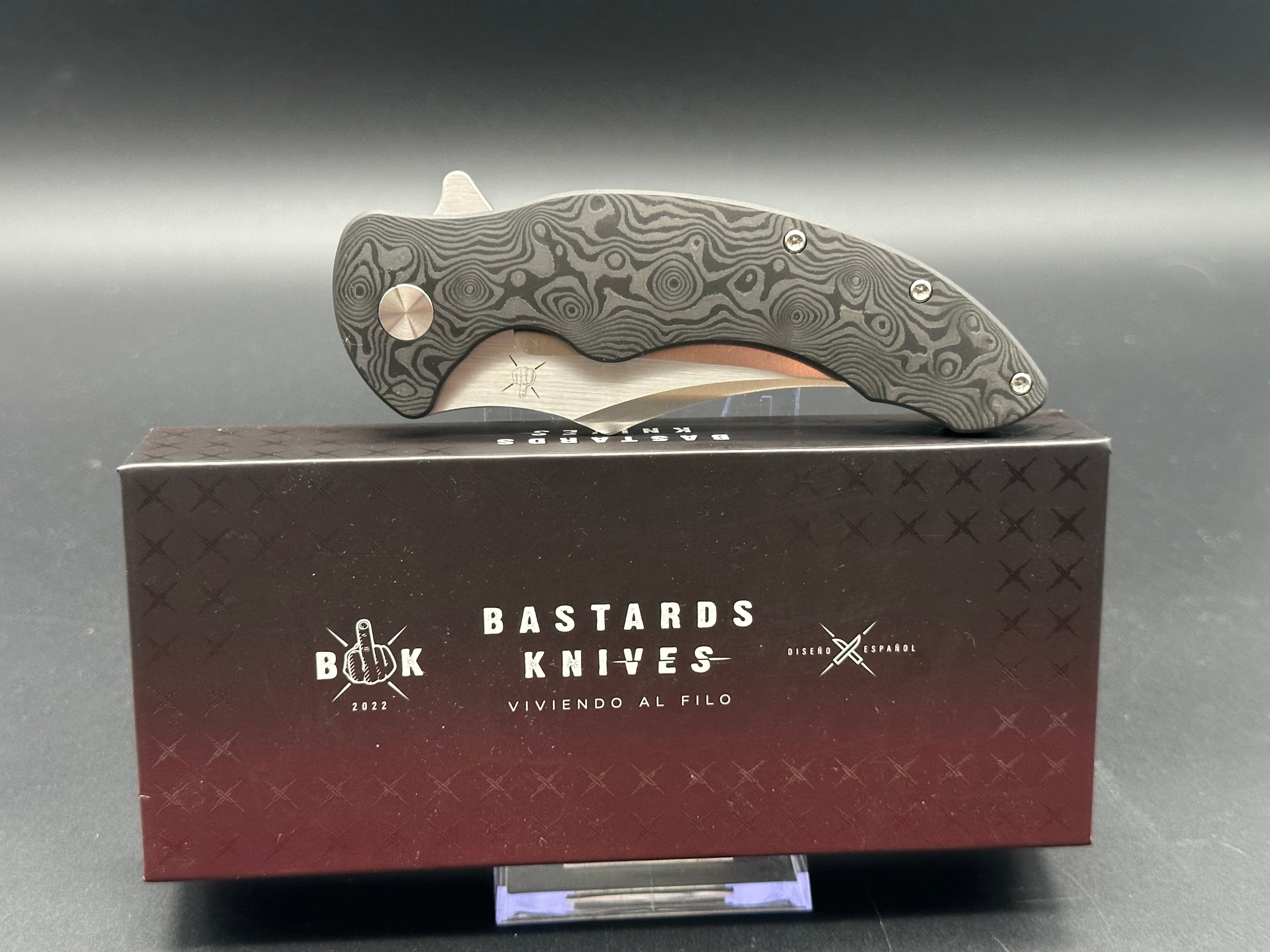 Bastard Knives BAAL Titanium Frame & Carbon Fiber Scale Folding Knife with N690 Steel Blade - EDC, Outdoor, Survival, Camping, Hunting, Tactical Use