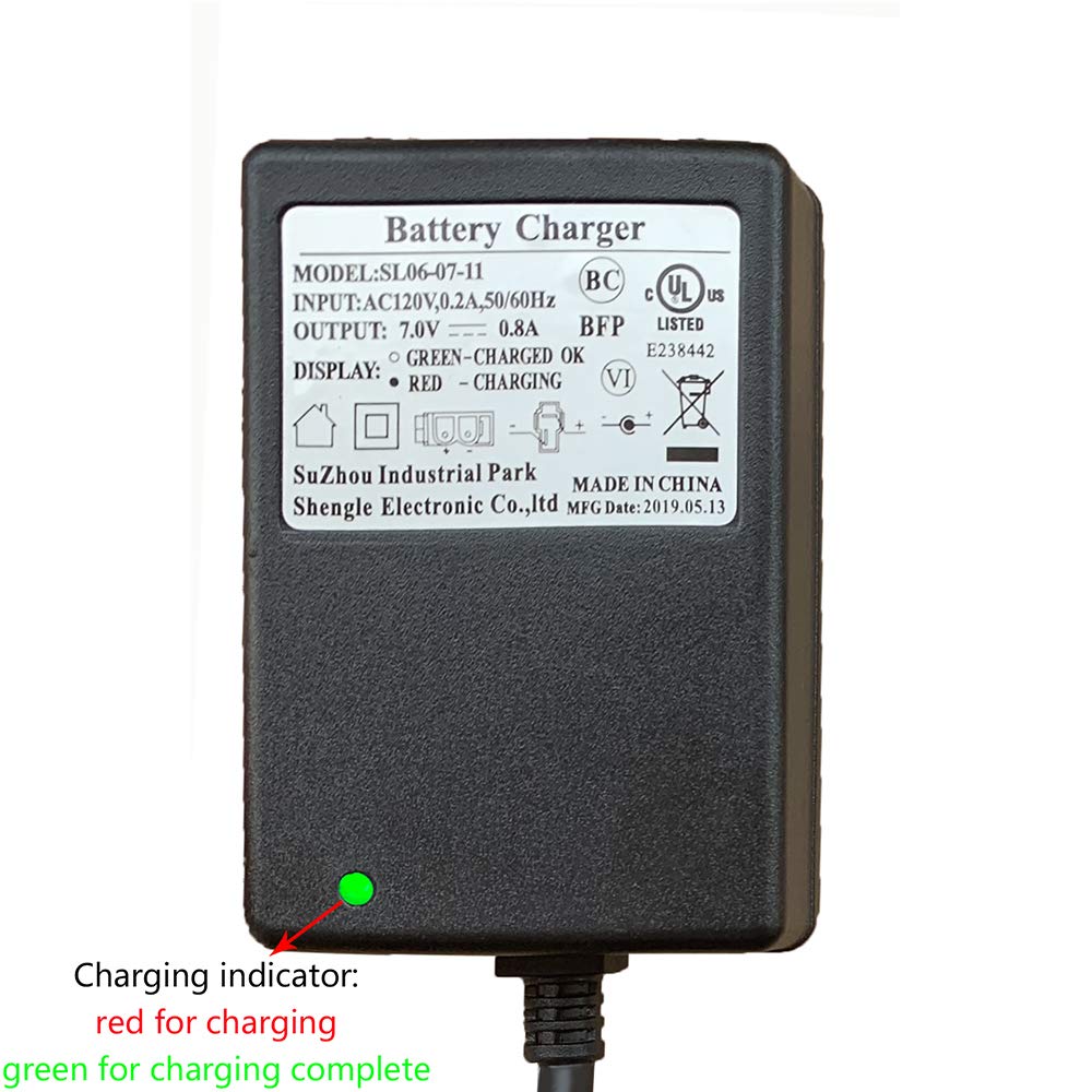 7V 0.8A 6V Electric Vehicle Charger Adapter - Replacement Power Cord for Ride-On Toys, Princess Cars, Batman Vehicles & Toy Story Cars | Compatible with YFZ450, Mercedes A45 | Perfect for Kids' Electric Toy Cars, Scooters & Battery-Powered Vehicles