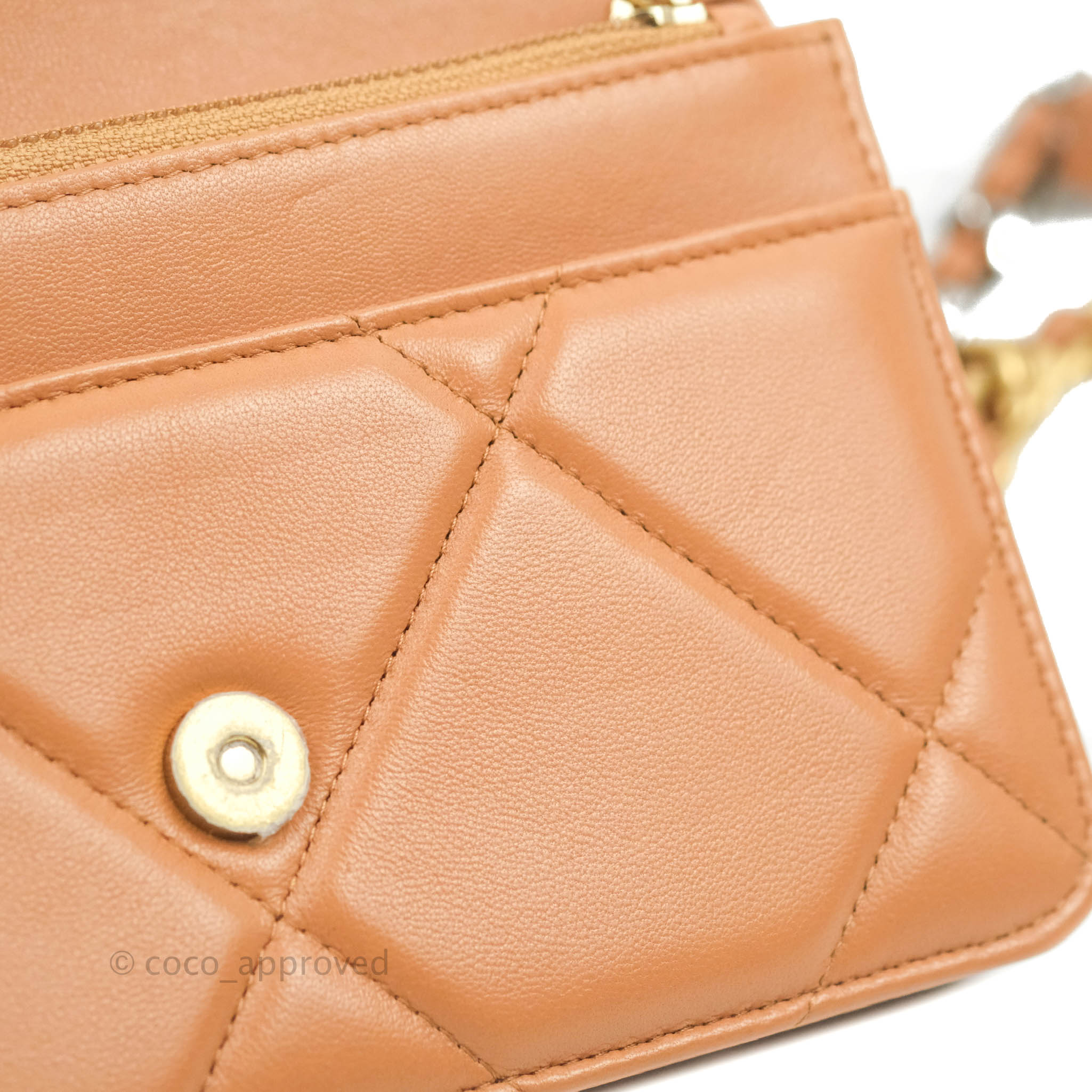 Chanel 19 Wallet on Chain WOC in Dark Beige Caramel Lambskin with Mixed Hardware - Luxury Crossbody Bag for Women, Perfect for Evening Out & Daily Use